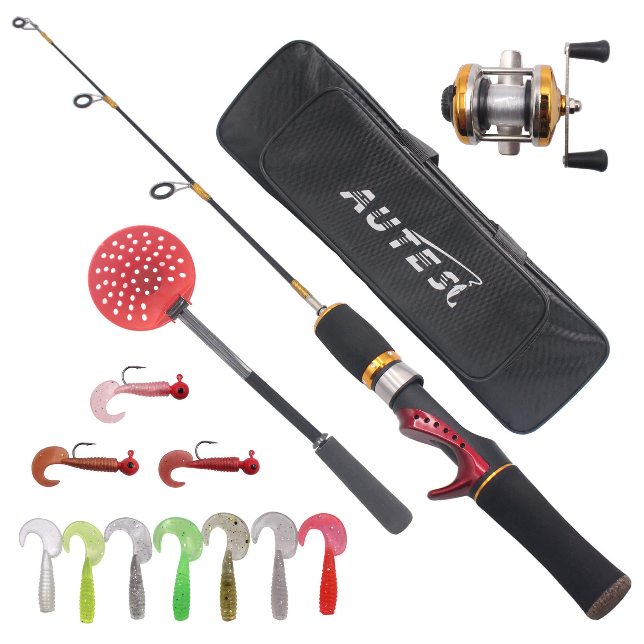 Jinsheng Zhuoyu Ice Fishing Rod Reel JIG Soft Lures Spoon Complete Kits  with Fishing Equipment Bag