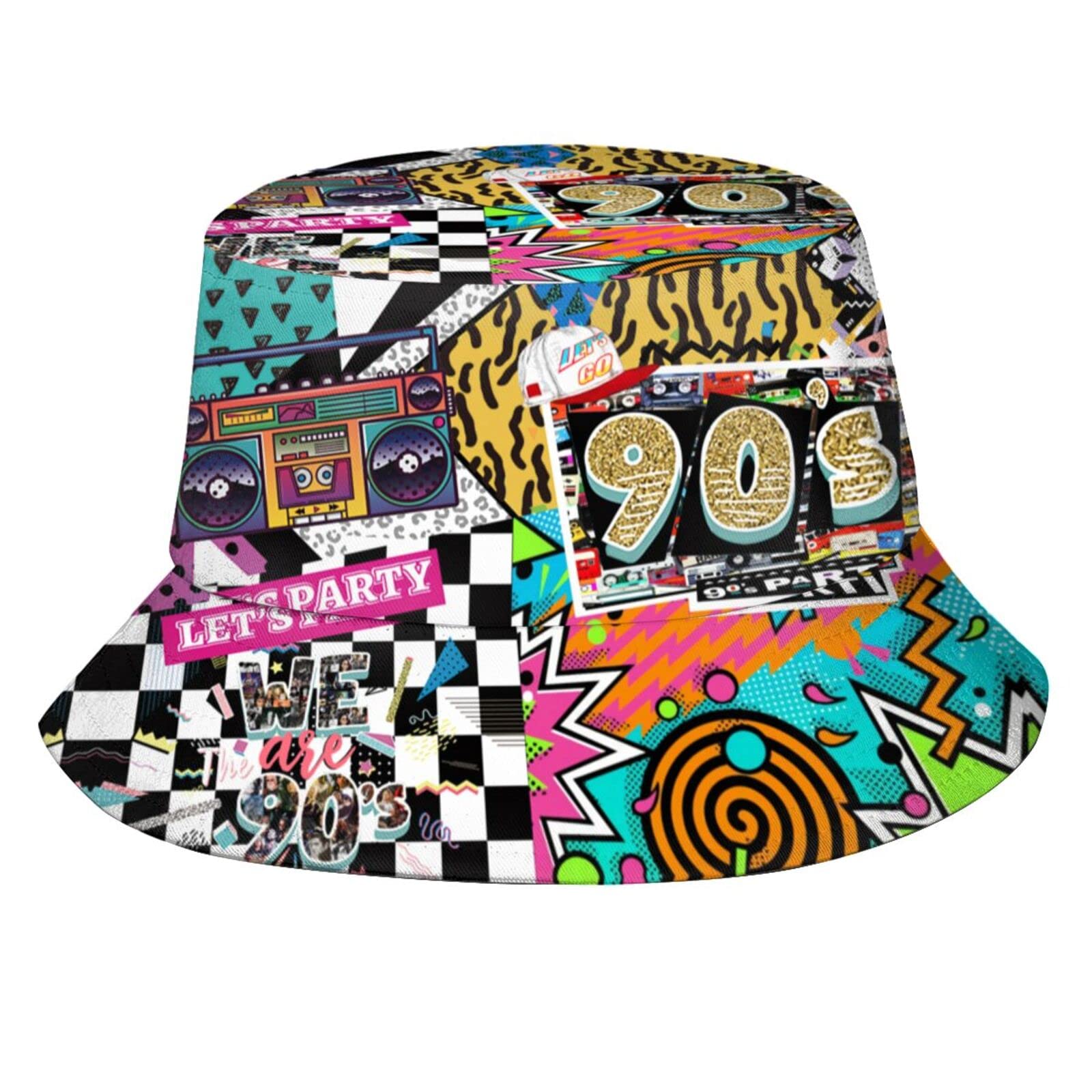 Retro Fashion 80s 90s Bucket Hat for Men Women Funny Summer Beach