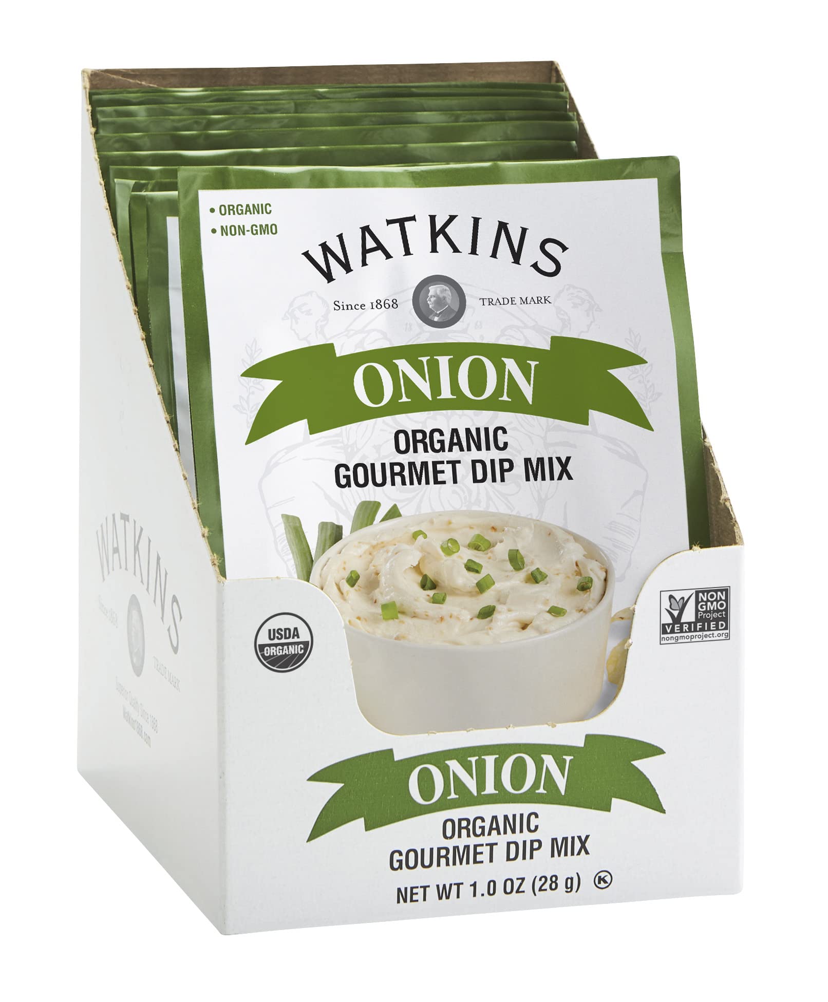 Watkins Organic Gourmet Dip Mix, Onion, 1.0 oz. Packets, 12-Pack Onion -  Organic 1 Ounce (Pack