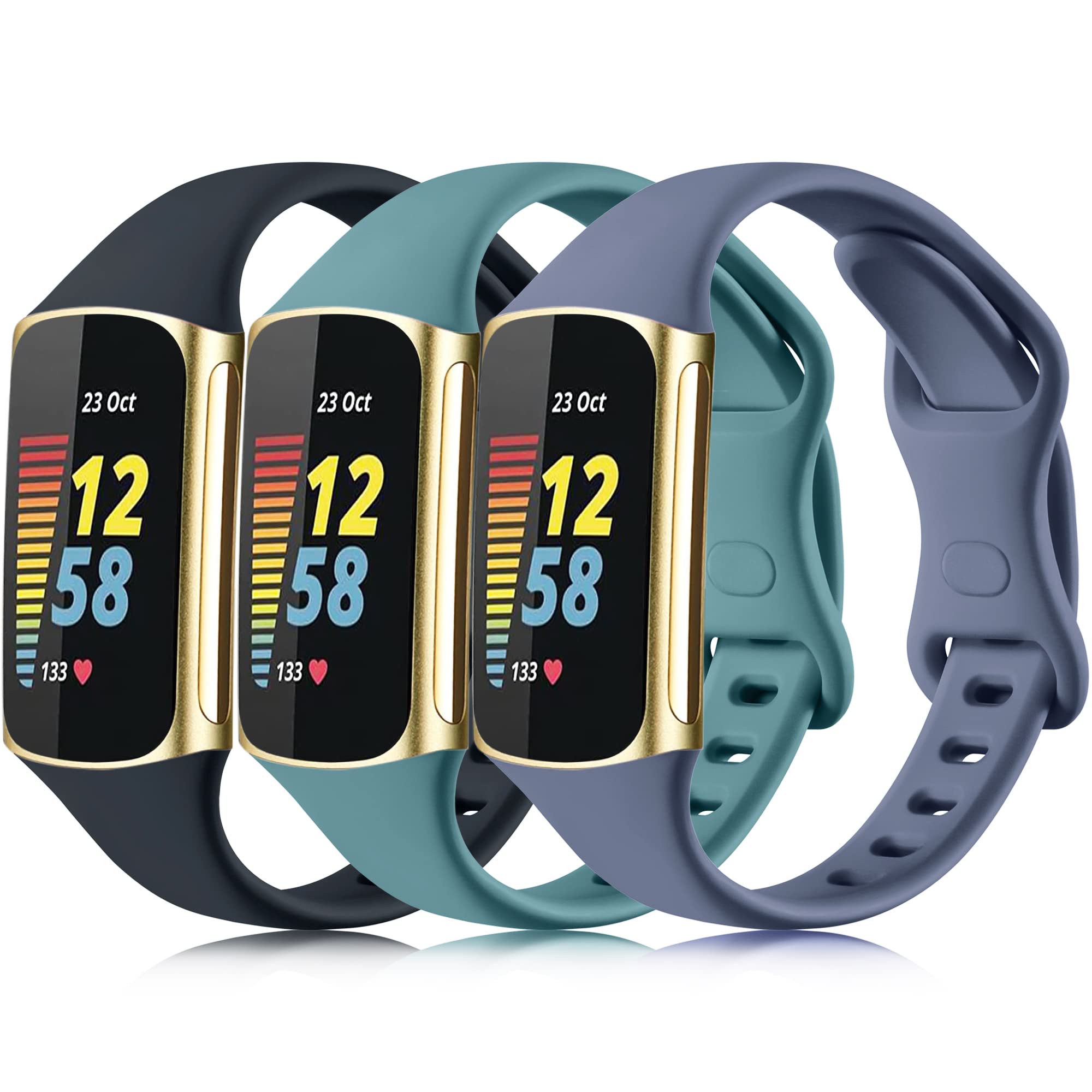 Bracelet Silicone Pour Fitbit Charge 5/6 - Souple, Respirant, Ajustable - Petit Et Grand Tailles - Remplacement Confortable