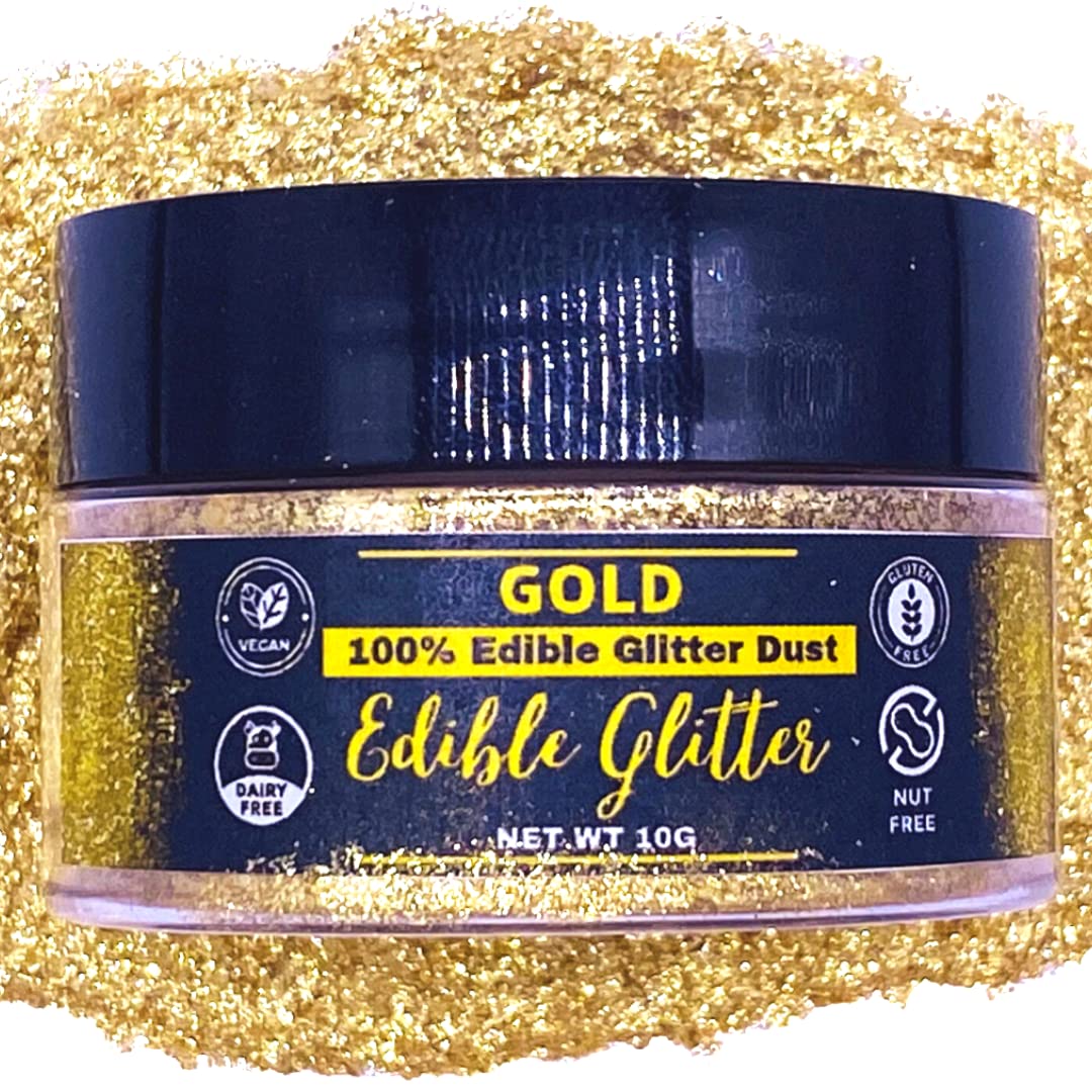 BULK-10G Edible glitter for drinks, Edible gold dust for cake decorating,  gold luster dust edible