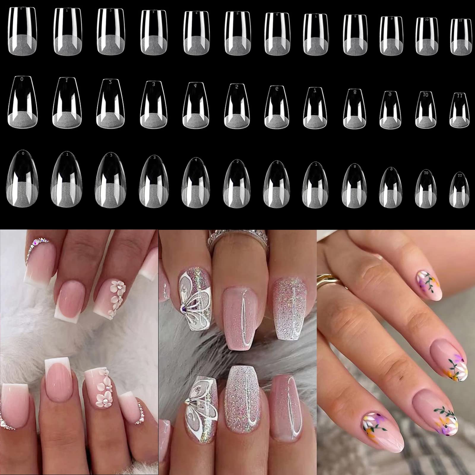 Misssix Short Gel x Nail Tip 360Pcs Short Clear Gel Nail Tips for Acrylic  Nails Professional