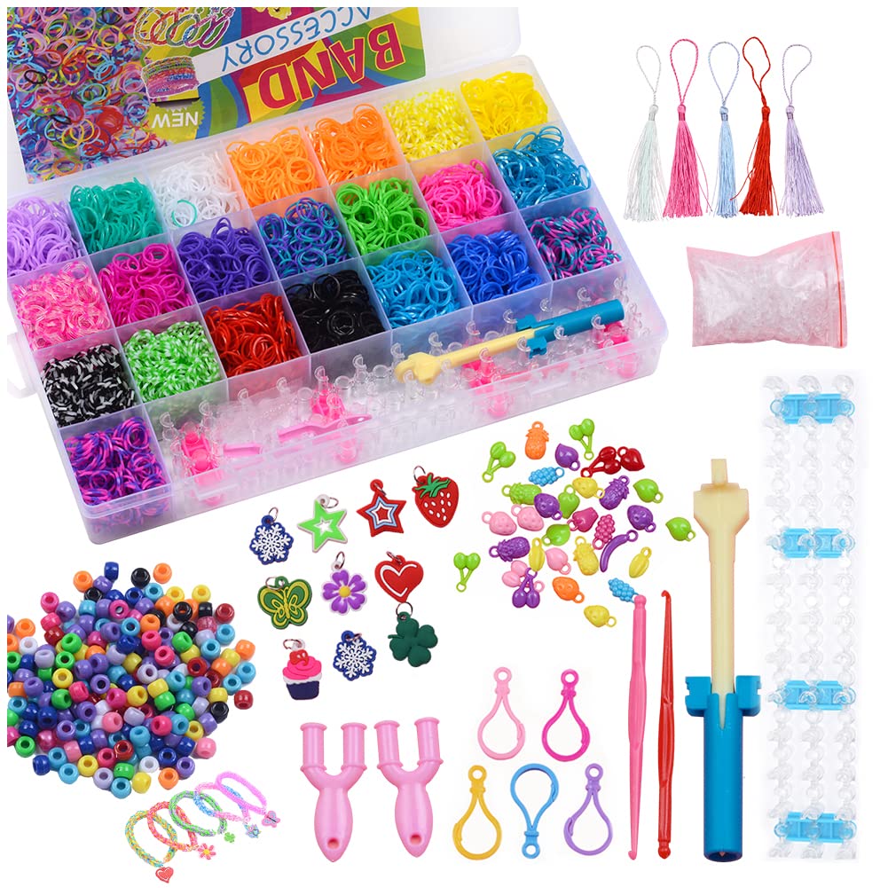 Kayzyue Girls' Bracelet Making Kit Rubber Band Bracelet Kit DIY Crafts Loom  Bracelet Making Kit, 4800 Pieces, with Storage Containers, Amulets,  Y-Looms, Crochets and S-Clips (4800 Pieces) 4800 Pcs