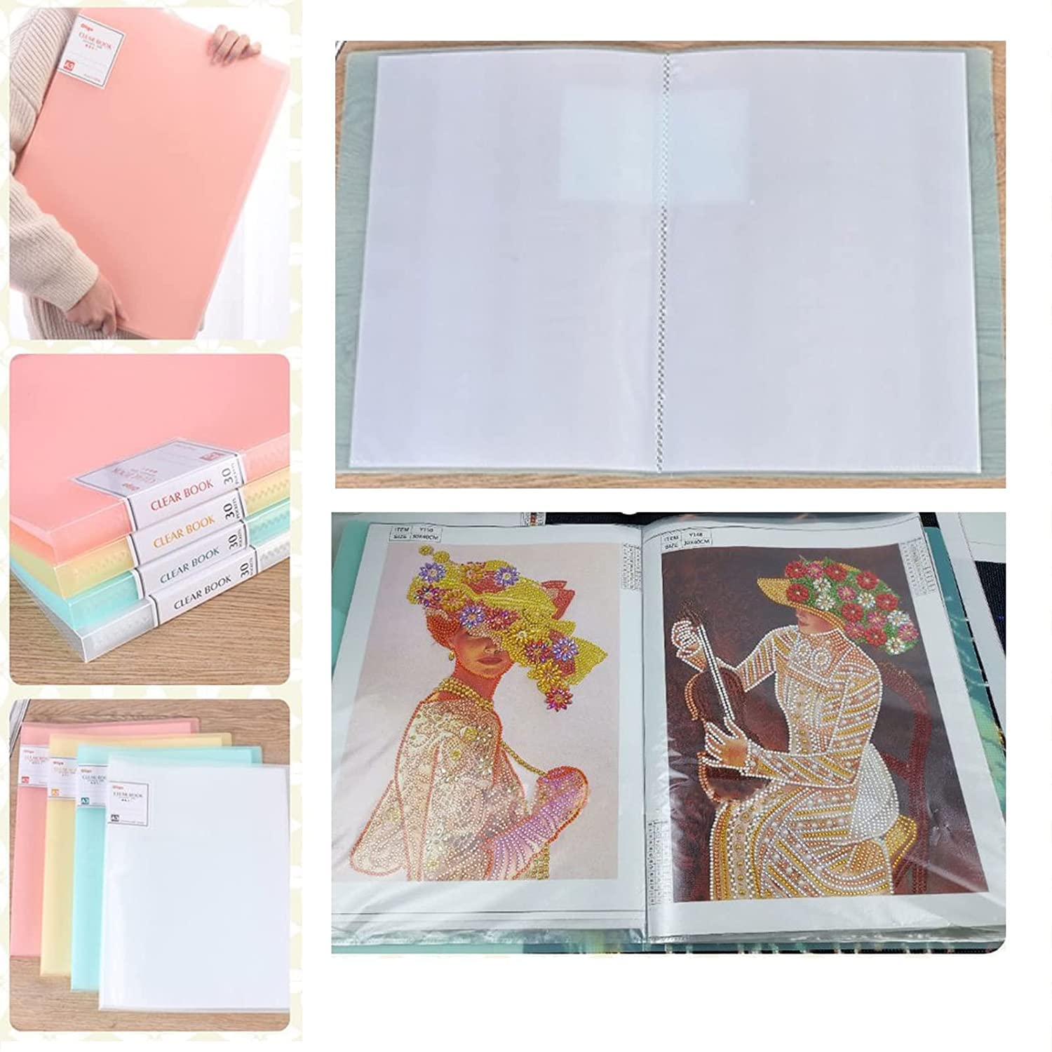 A3 Diamond Painting Storage Book 30 Pages, Art Portfolios Painting Storage  Book Clear Pockets Sleeves Protectors for Artwork, Report Sheet, Letter  Album Folder Storage Bag, 11*17in/44 X 32.5cm (Green)