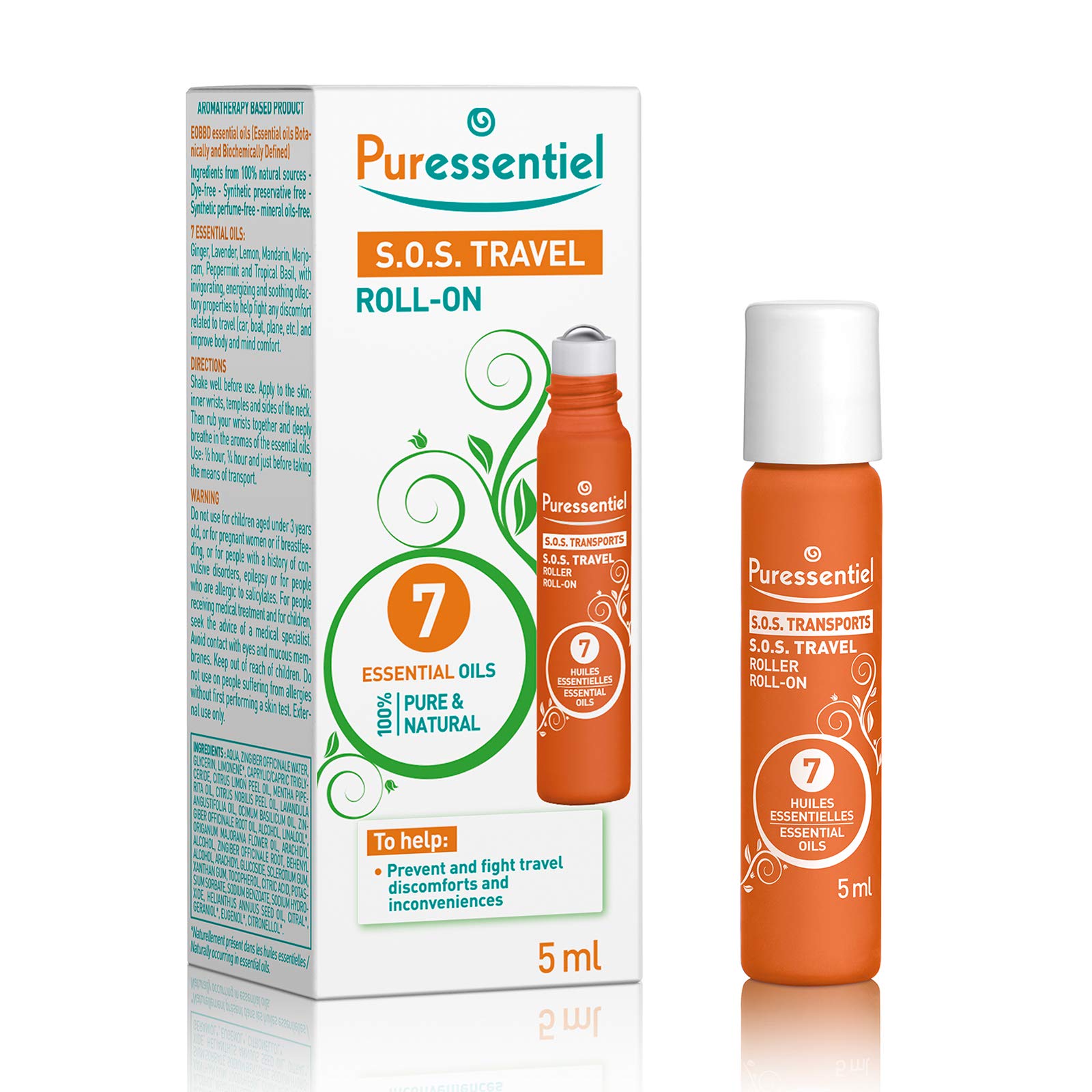 Puressentiel Motion Sickness Relief Roller Car Sick Seasick Travel Sickness  Roller - 99.9% Natural Origin Vegan - 7 Pure Essential Oils - Made in  France- 0.17 fl oz