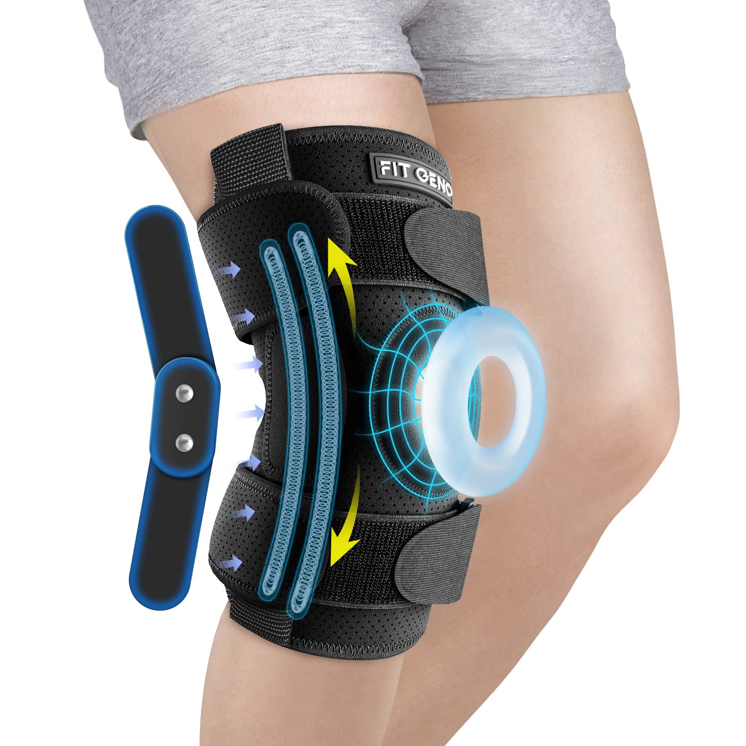 Fit Geno ReActive+ Hinged Knee Brace with Side Stabilizers for Maximum Knee  Support, Adjustable Knee Brace for Knee Pain for Men and Women, 2023  Upgraded ACL Knee Brace for Meniscus Tear MCL