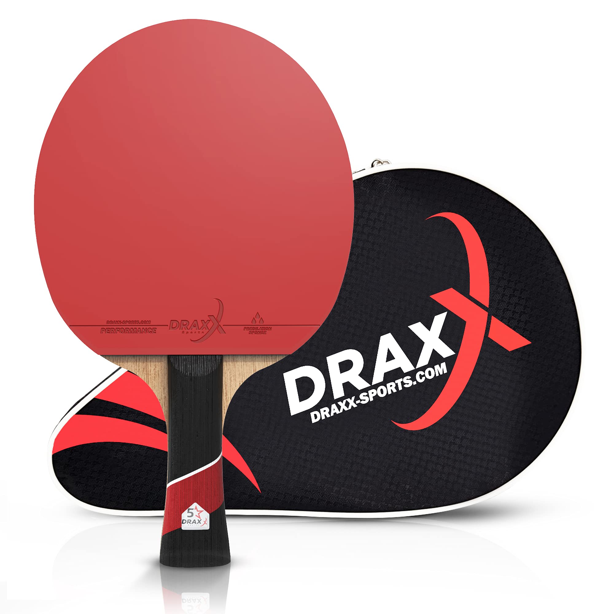 Draxx Sports Ping Pong Paddle, 5 Stars Grade Racket