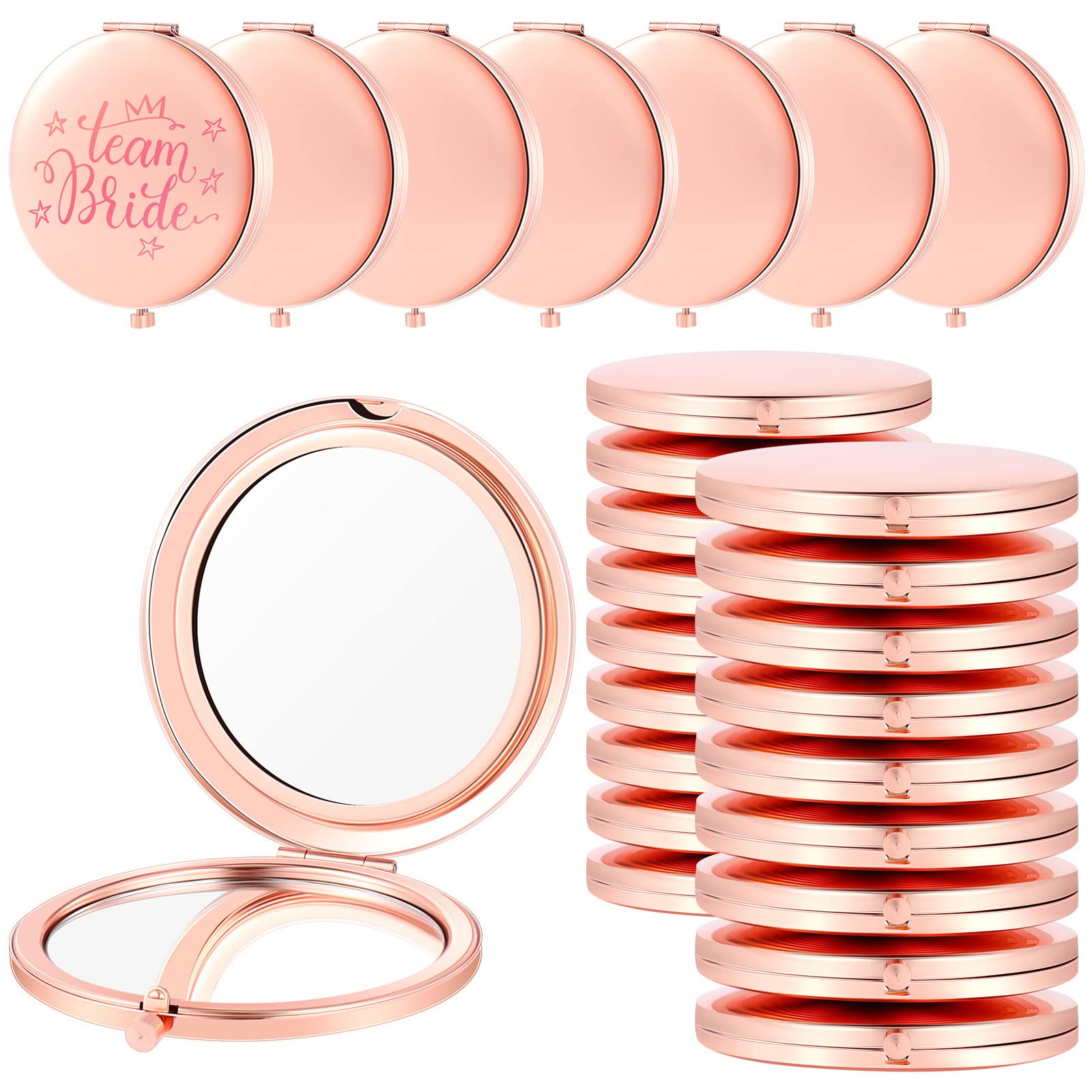 Wesiti 24 Pcs Compact Mirror Bulk Double Sided 1X/ 2X Magnifying Metal  Makeup Mirrors Round Folding Mini Mirror for Purse Pocket Travel Rose Gold  2.76 in Diameter