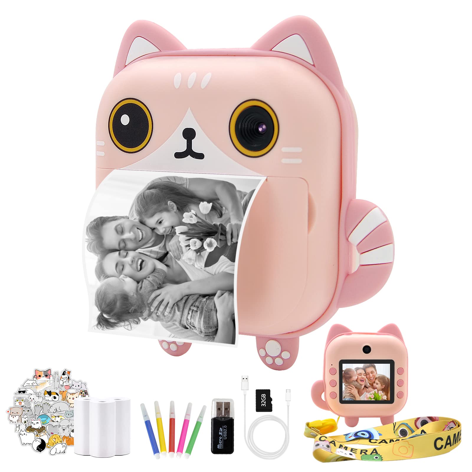 Kids Camera Instant Print Camera For Children 1080p Hd Video Photo