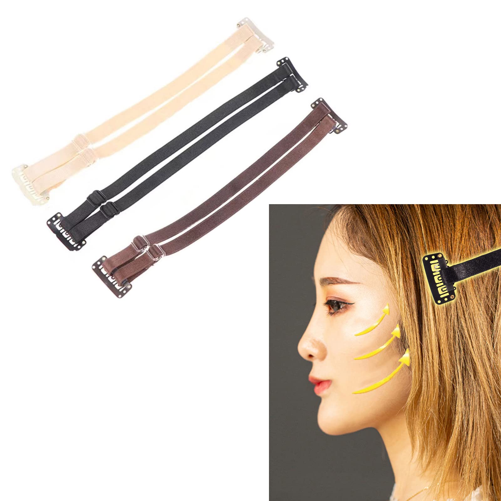 Invisible Face-Lift Headband 3 Pcs Reusable Reduce Wrinkles Daily with  Hidden Lifting Straps V Line