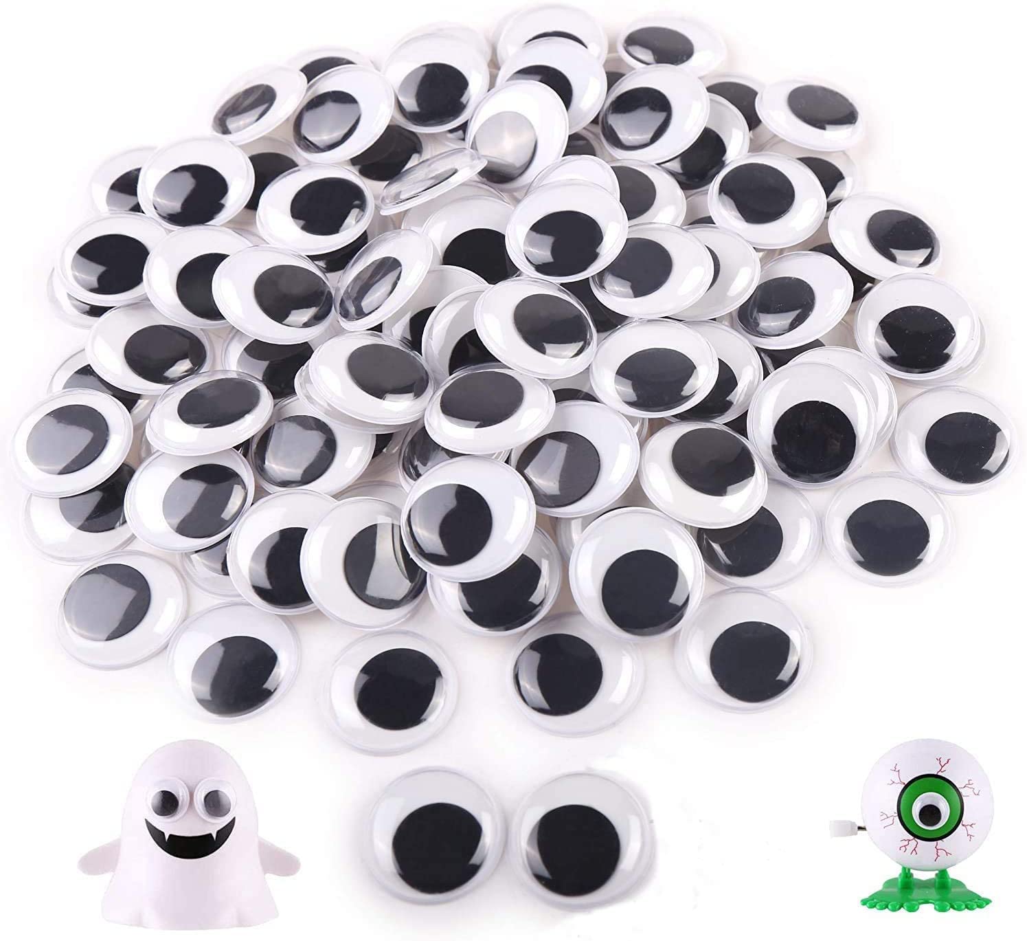 FINGOOO 1 Inch Googly Wiggle Eyes with Self Adhesive 100-PACK for DIY Art  Crafts