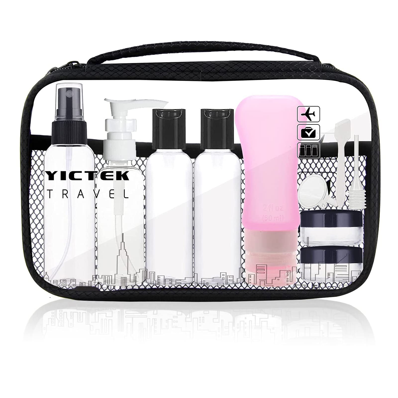 Travel Bottles Kit, Leak Proof Portable Toiletry Containers Set, Clear PET  Flight Size Cosmetic Containers