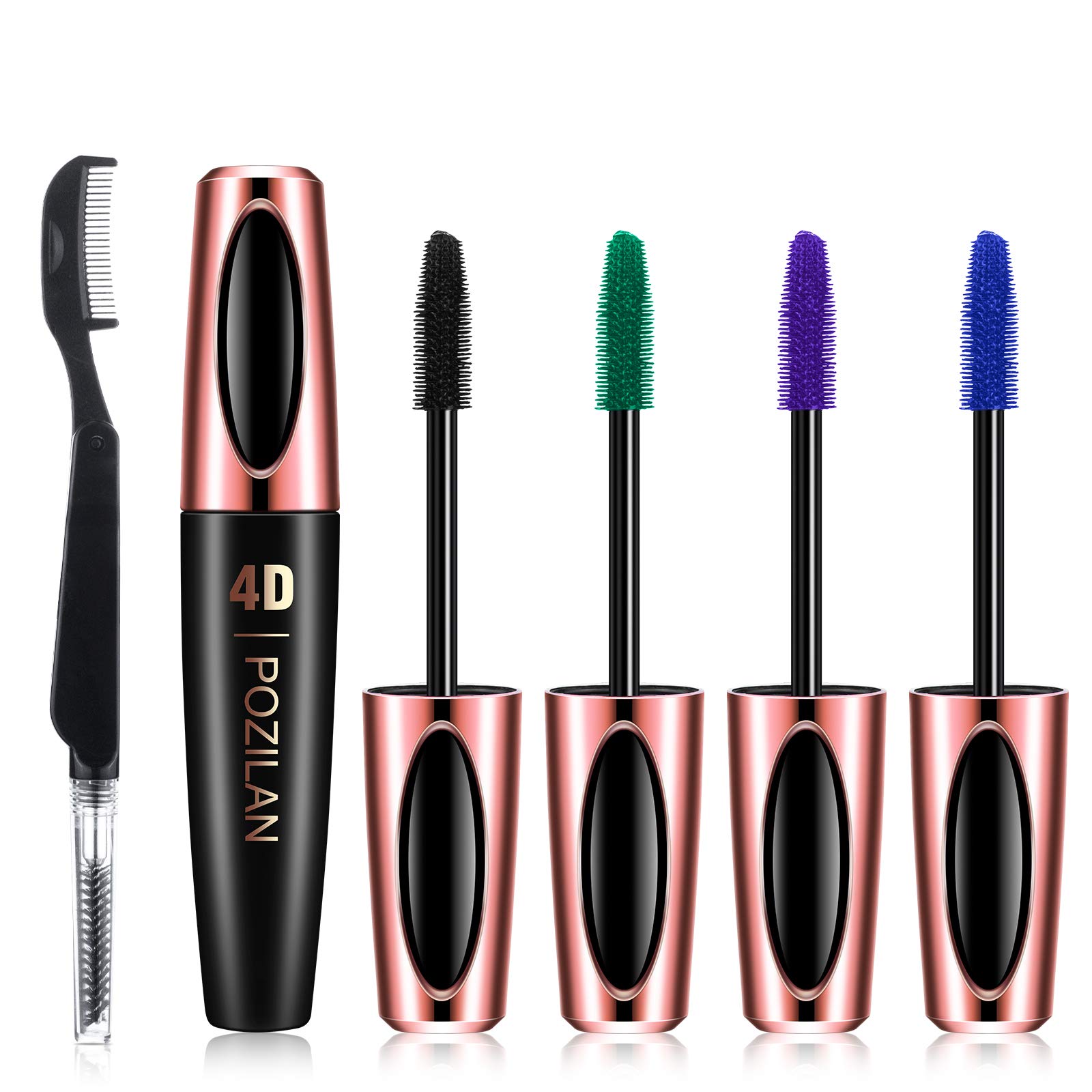 Australsk person Bløde fødder Ugle 4 Colors 4D Silk Fiber Lash Mascara Black Purple Blue Green Mascara with  Eyelash Comb, Colorful