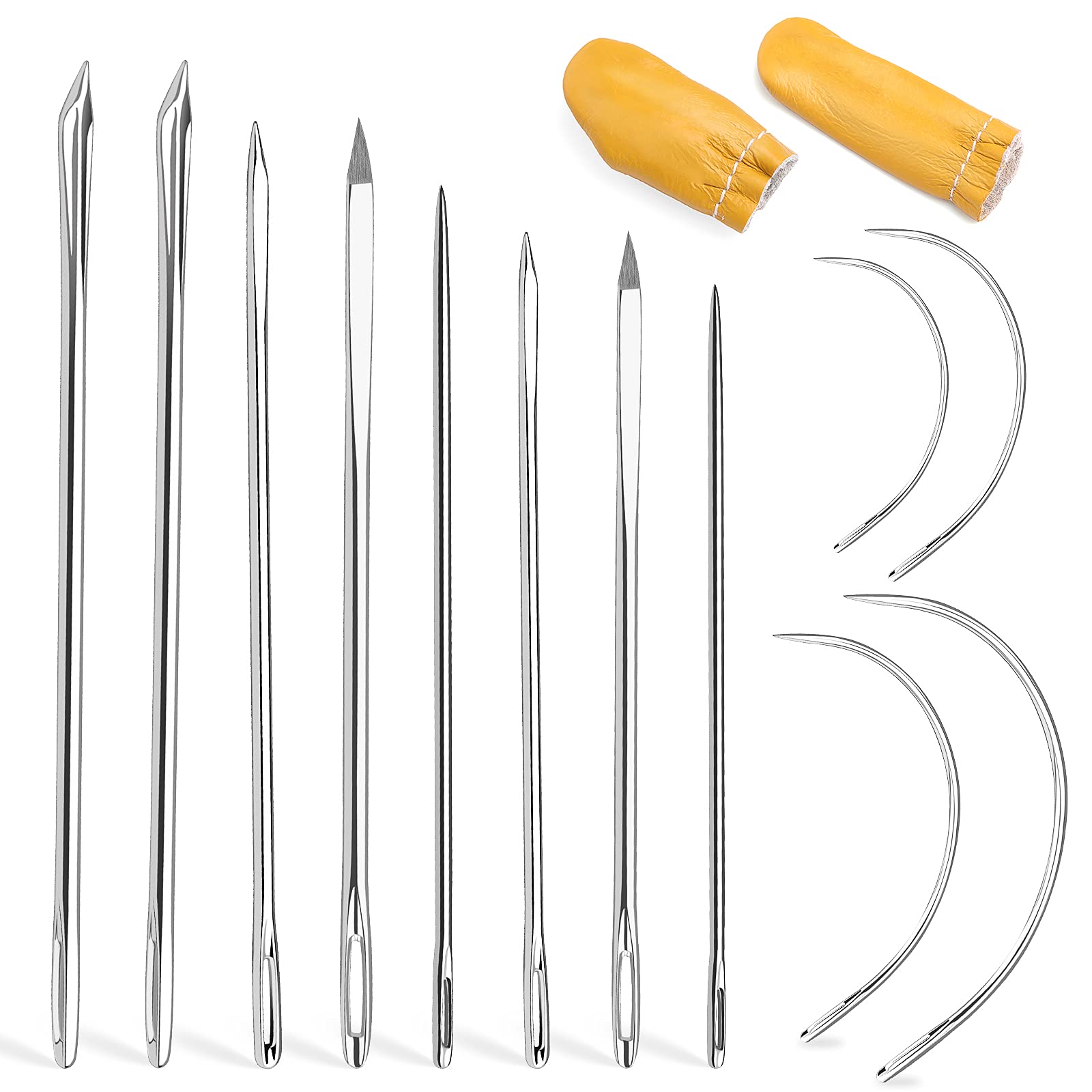 12PCS Beading Needles Set Large Eye Curved Beading Needles & 5 Size Seed Bead  Needles with