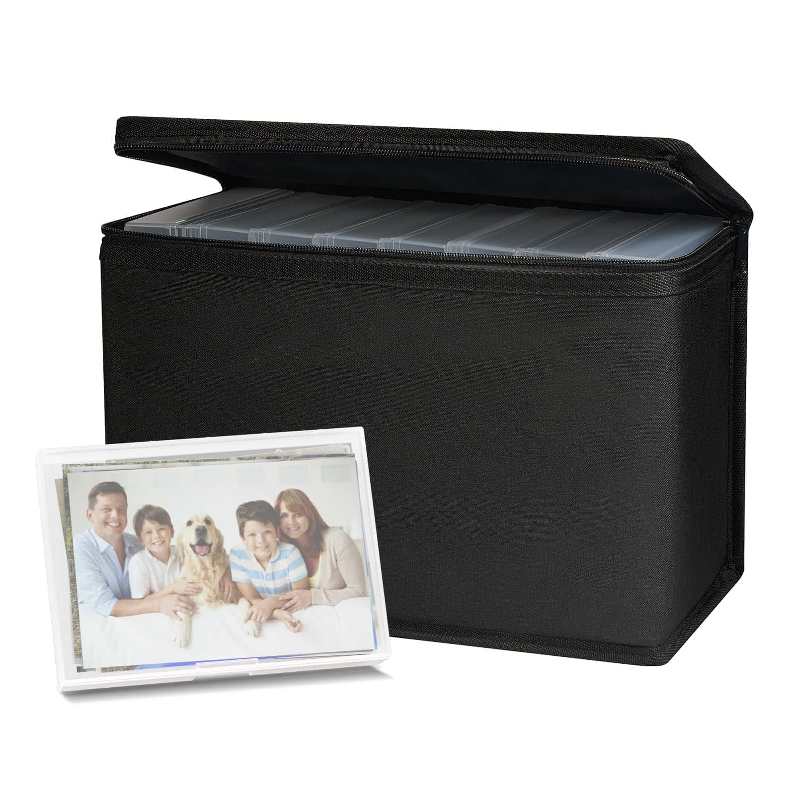 Barhon 4x6 Photo Storage Boxes Extra Large Capacity, 8 Inner Photo Cases  Hold 800 Pictures with Lightproof Zipper Cloth Bag, Seed Organizer  Containers with Handle (Clear) 4x6 Photos