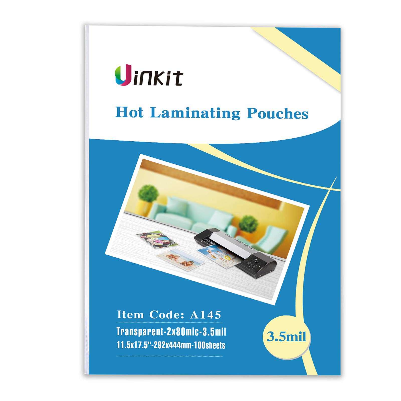 Uinkit Hot Thermal Laminating Pouches 100 Pack Laminator Sheets 11.5x17.5 Laminating  Sheets 3.5Mil for Sealed 11x17 Inches Document Rounded Corner  11.5x17.5-100sheets pack