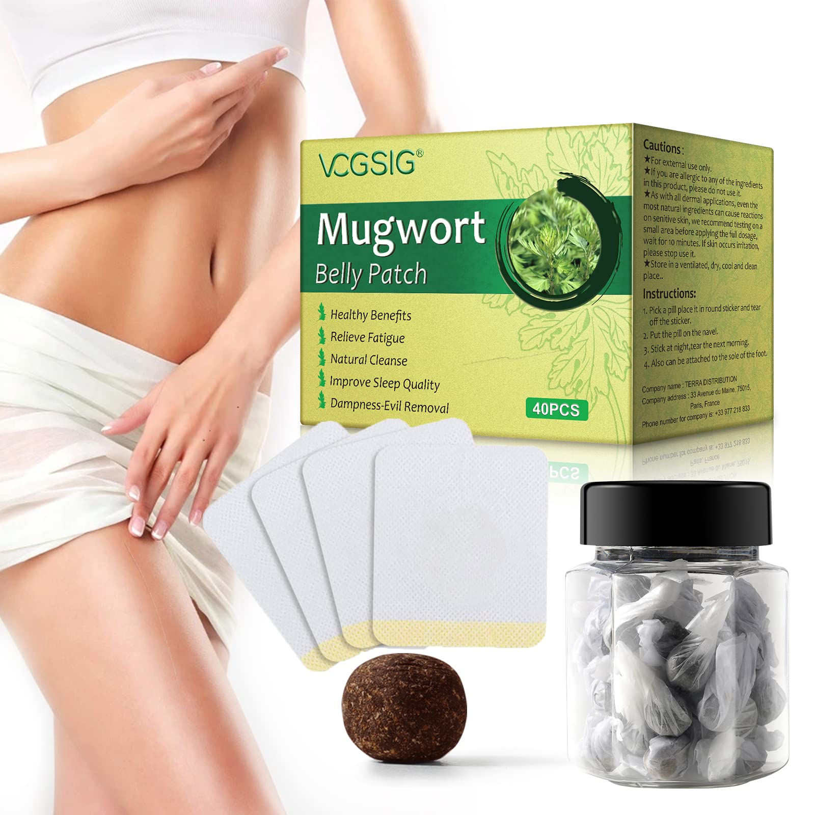 40PCS Wormwood Belly Patch, Mugwort Navel Sticker, Natural Herb Mugwort  Essence Pills and 40Pcs Moxibustion Patch, Moxibustion Belly Button Patch,  Herbal Abdomen Waist Patch for Men and Women