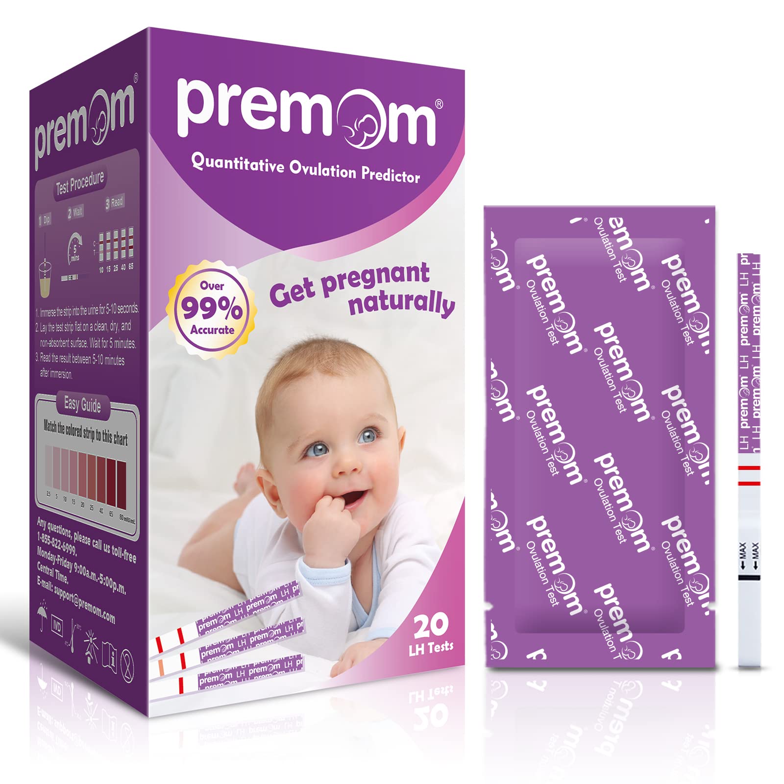 Premom Quantitative Ovulation Test Strips, Ovulation Predictor Kit with