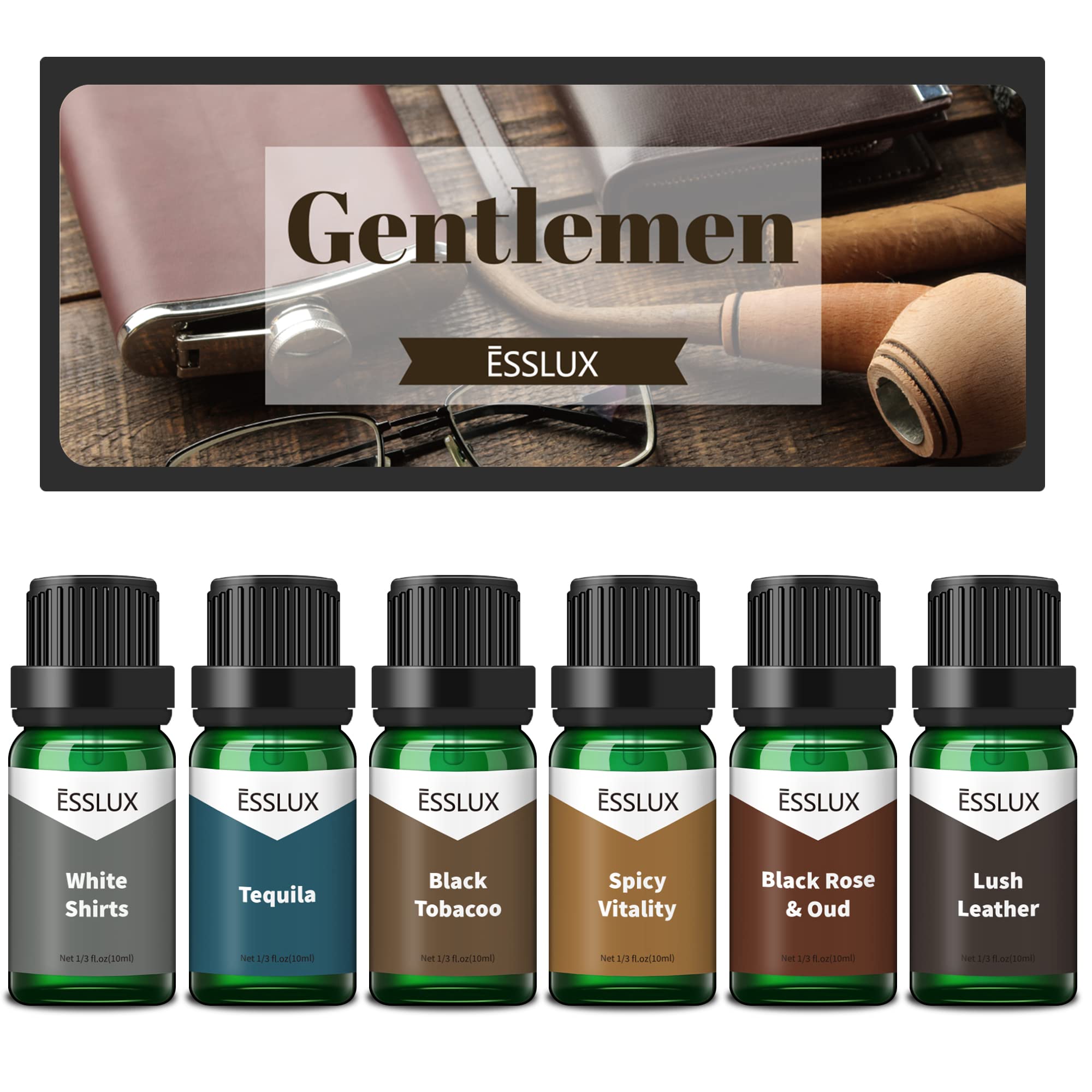 Fragrance Oil, ESSLUX Gentlemen Collection of 6 Premium Scented