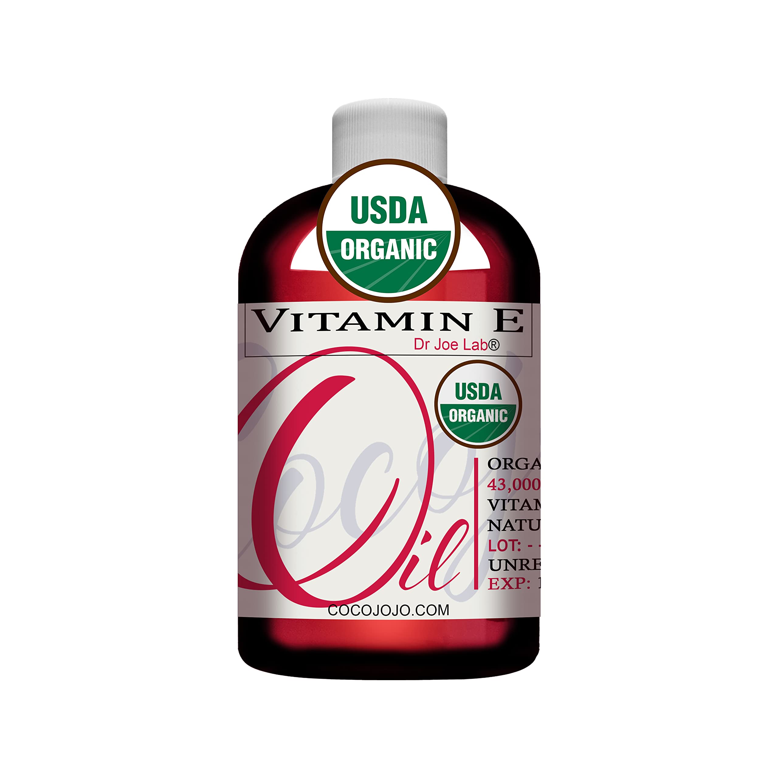 Organic Vitamin E Oil - USDA Certified 100% Natural, 43,000 IU Non-GMO  Vegan Cruelty-Free Bulk For Face Skin Hair Body Nails Cuticles Locs -  Hydrating Nourishing Moisturizing Packaging May Vary (8 oz)