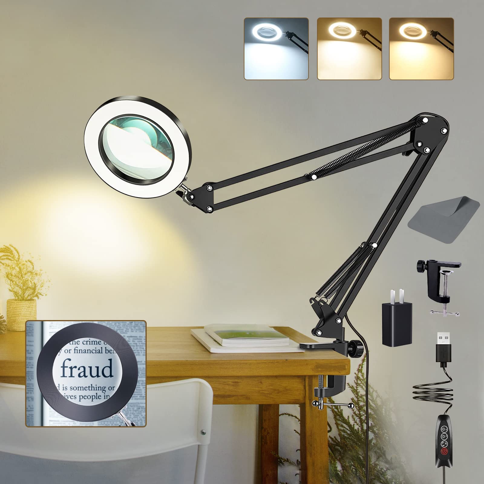 10X Magnifying Glass with Light, Lighted Magnifying Glass