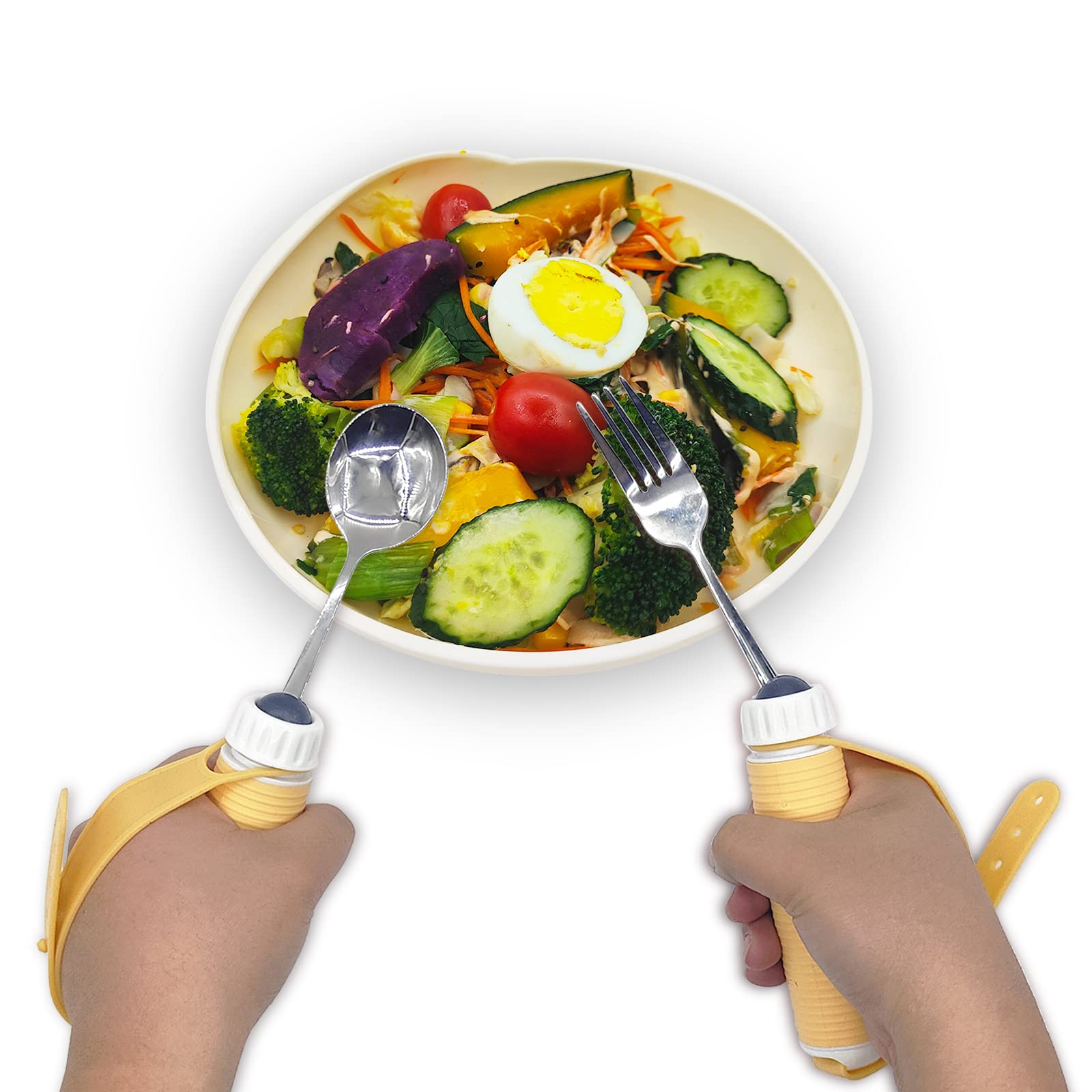 Weighted Adaptive Utensils for Hand Tremors Swivel Spoons Forks with Scoop  Plate Set Built Up Utensils