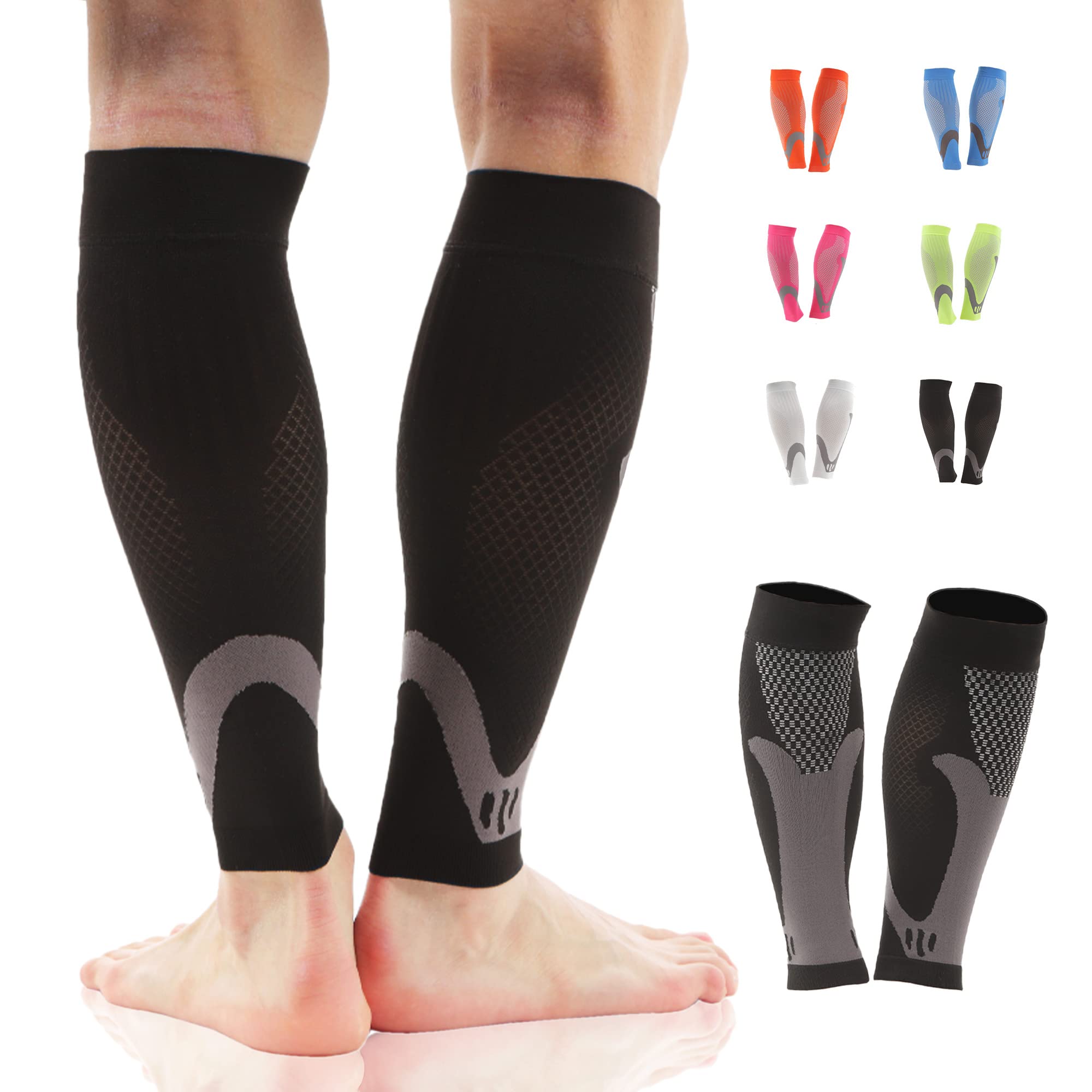 Calf Compression Sleeves for Men & Women - Leg Sleeve and Shin Splints  Support - Varicose Vein Treatment for Legs & Pain Relief - Recovery Ideal  for Leg Cramp Relief Football Running