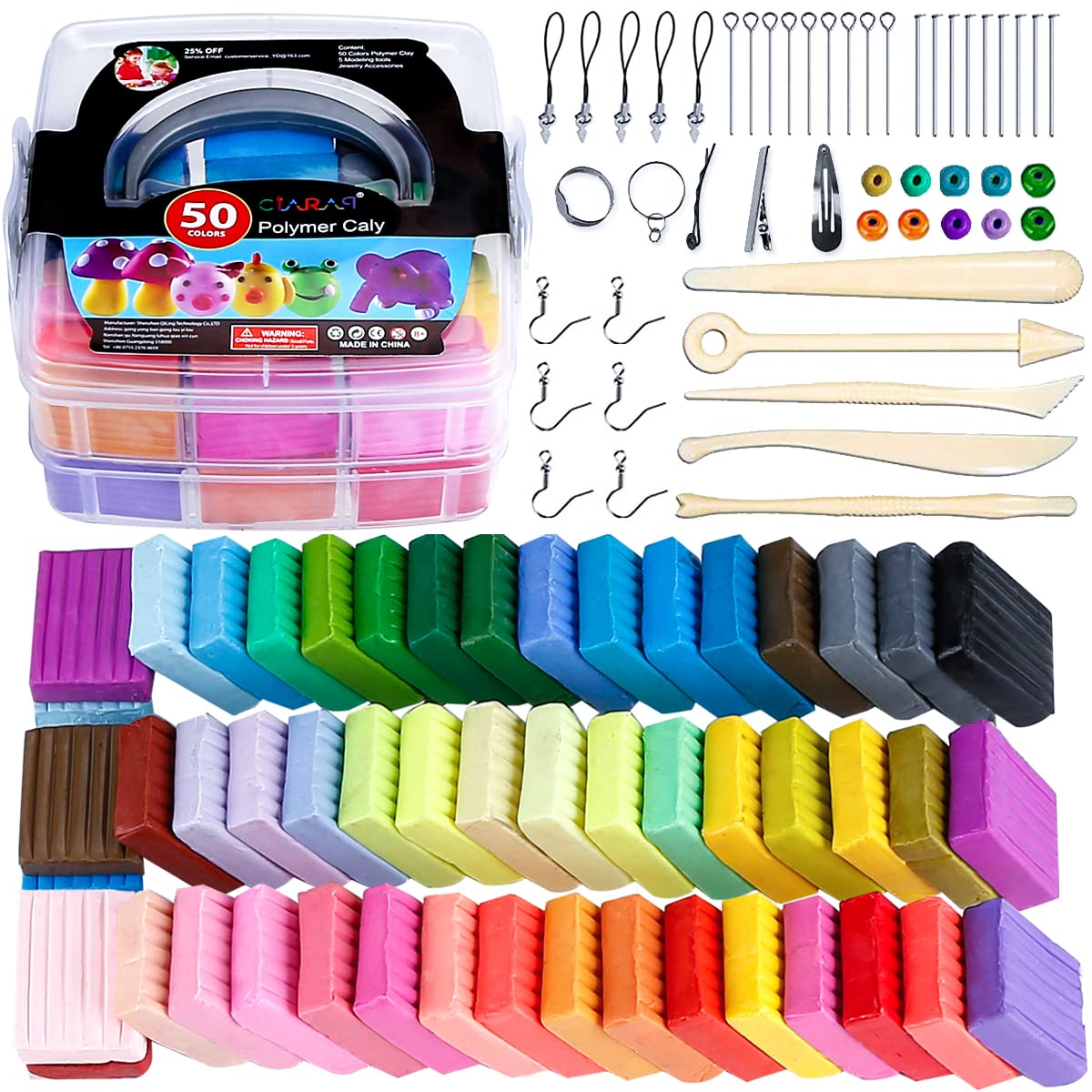 CiaraQ Polymer Clay-Oven Baked Modeling Clay with Sculpting Tools 50 Colors  3.41 lbs 50 Colors