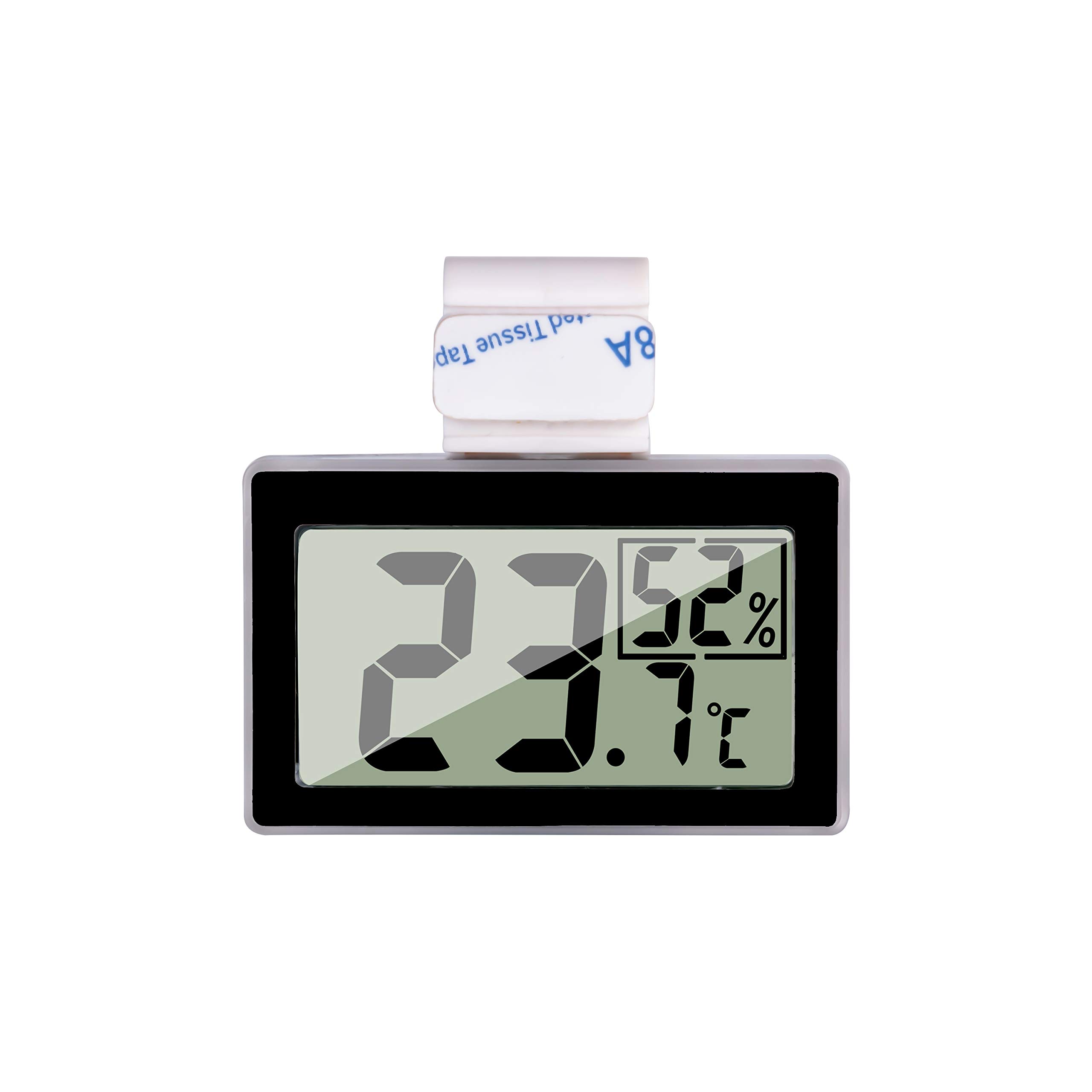 Reptile Thermometer Hygrometer LCD Digital Humidity Gauge Digital Thermometer  Hygrometer for Reptile Terrarium Digital Reptile Tank Thermometer Hygrometer  with Hook Ideal for Reptile Tanks Black