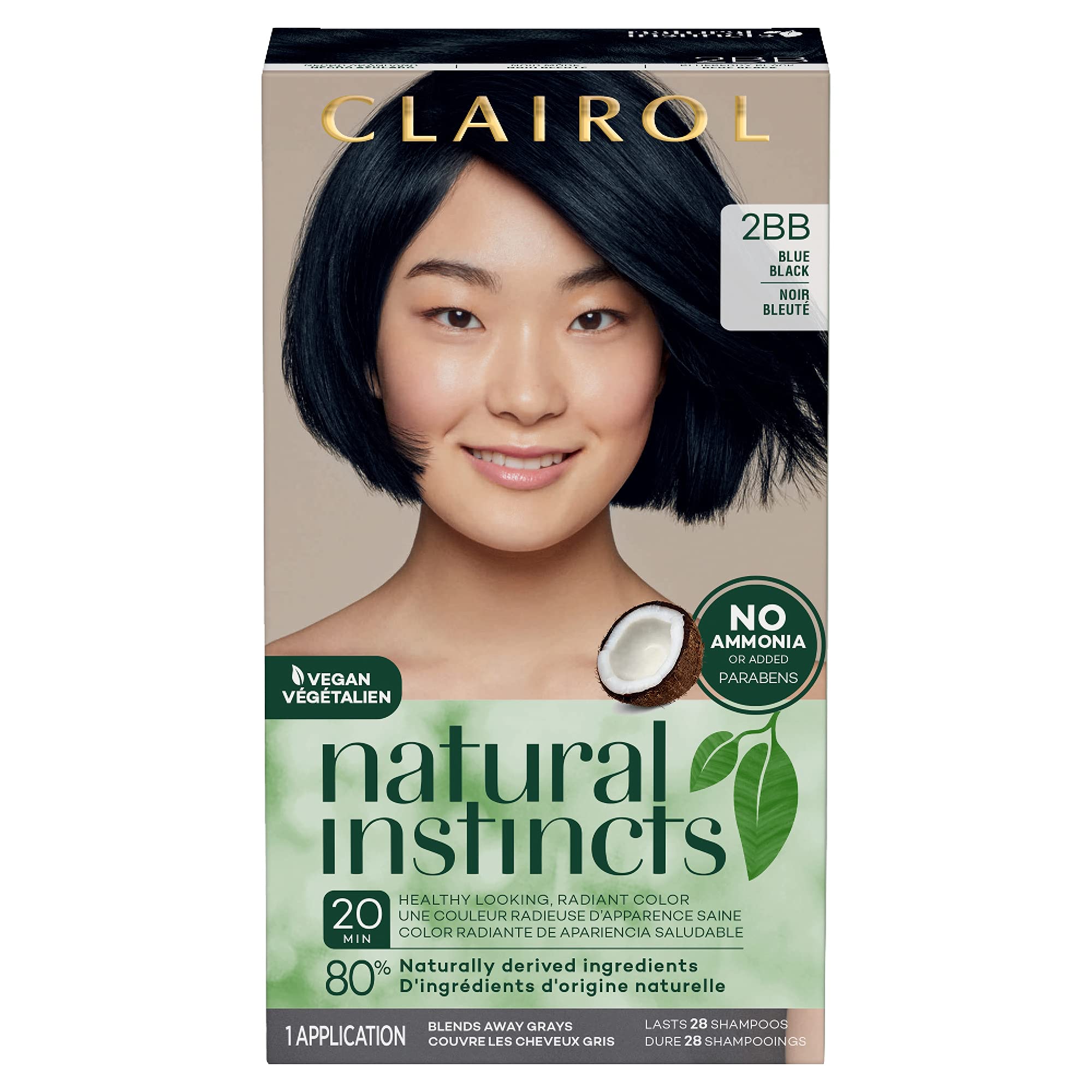 Clairol Natural Instincts Demi-Permanent Hair Dye 2BB Blue Black Hair Color  Pack of 1 2BB