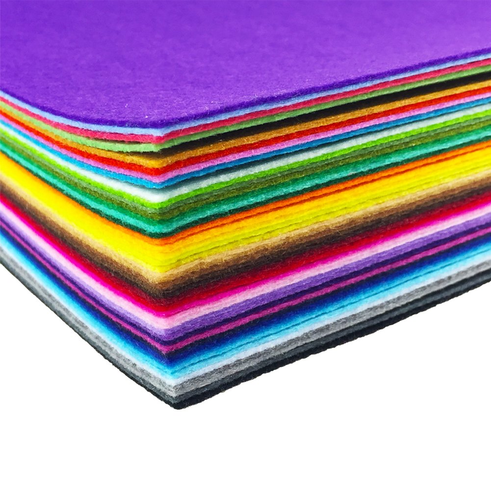 flic-flac 44PCS 8 x 12 inches (20 x 30cm) Assorted Color Felt Fabric Sheets  Patchwork Sewing DIY Craft 1mm Thick (20cm * 30cm 44pcs) 20cm * 30cm 44pcs