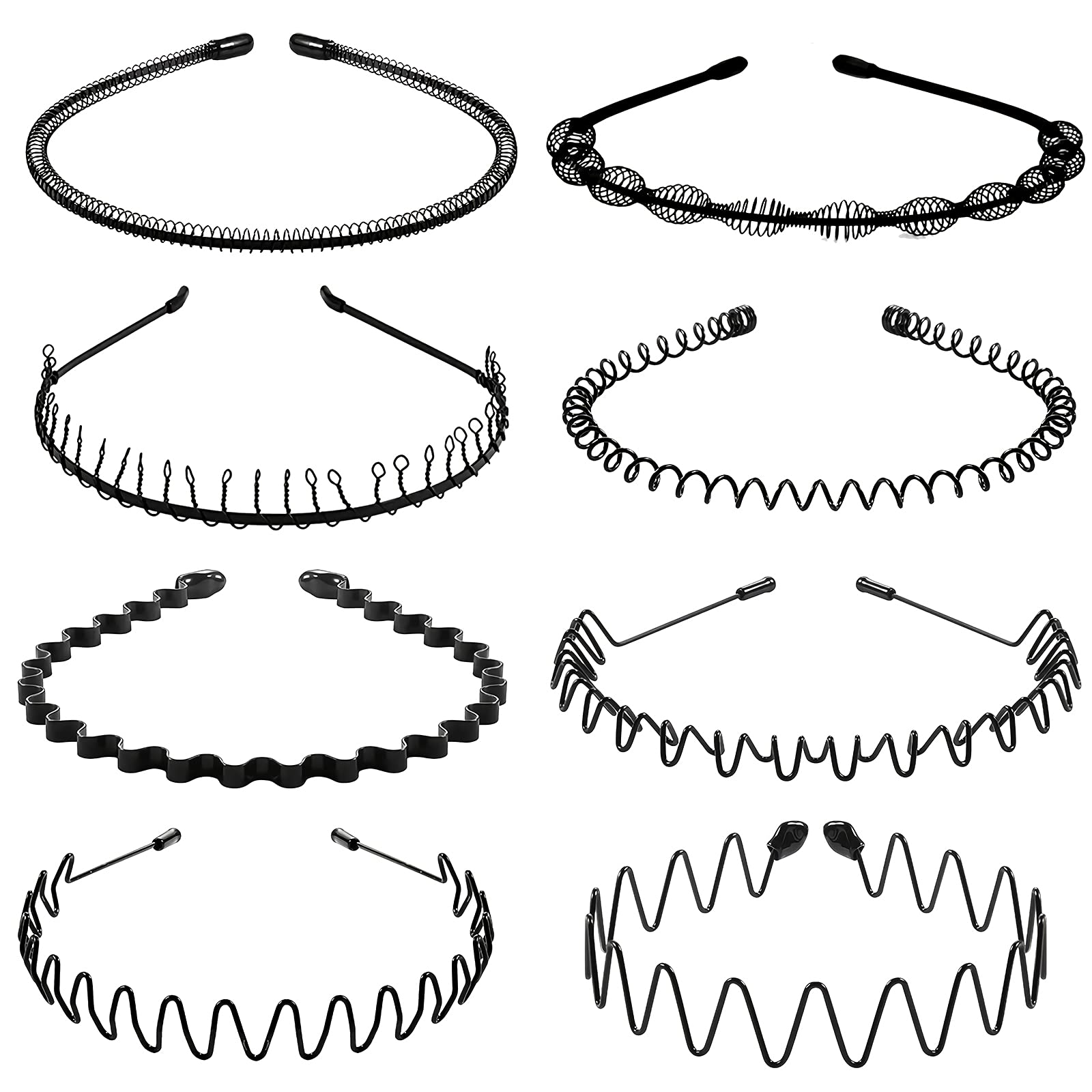 XINGZHE Metal Headbands for Men Women Hair Bands  Black Fashion Hairband  for Mens Sports Headband for Womens Hair Care Beauty Unisex Non Slip  Elastic Wavy Wide Hair Hoop Clips Accessories Outdoors 