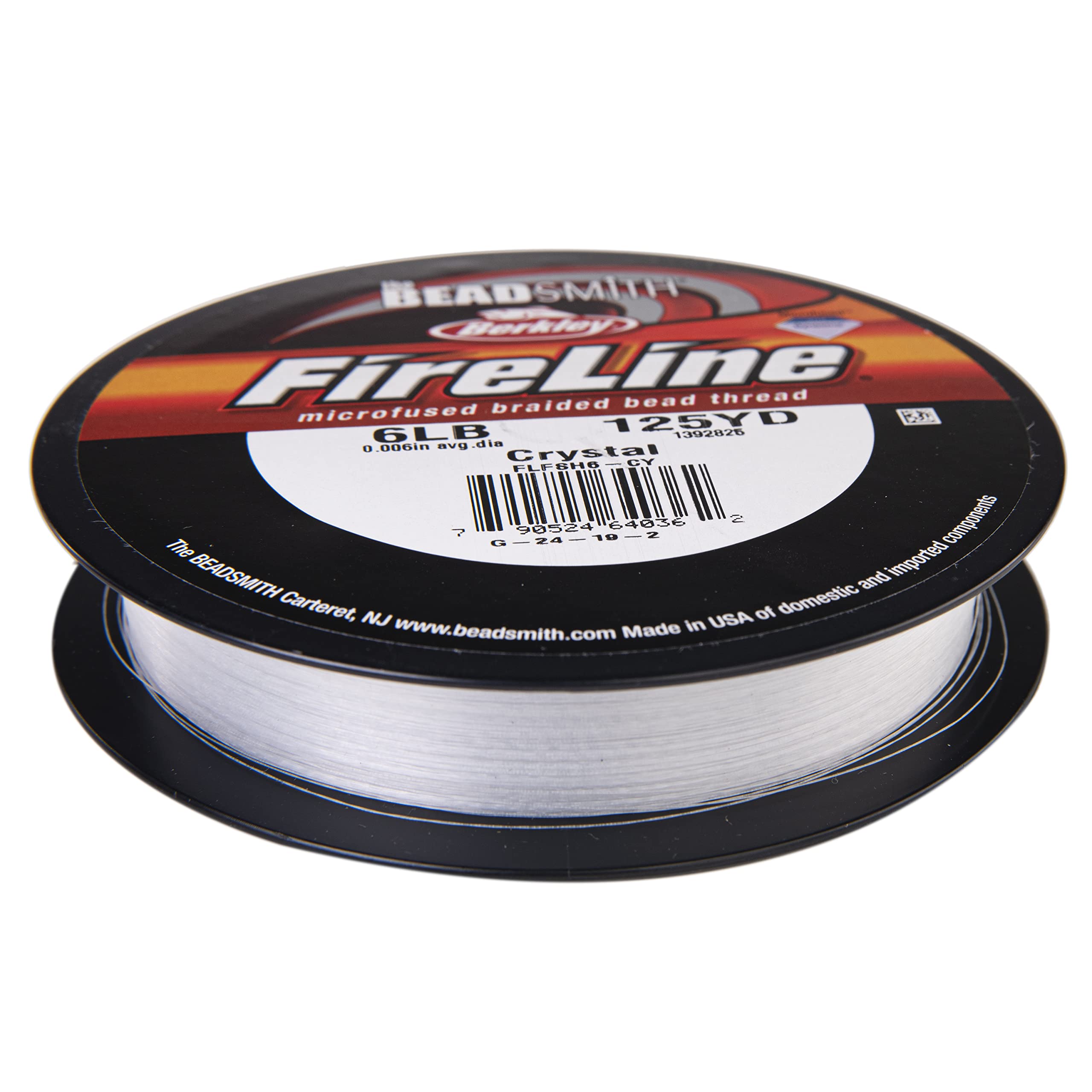 The Beadsmith Fireline by Berkley Micro-Fused Braided Thread 6lb.  Test.006/.15mm Diameter, 125 Yard Spool, Crystal Color Super Strong  Stringing Material for Jewelry Making and Bead Weaving