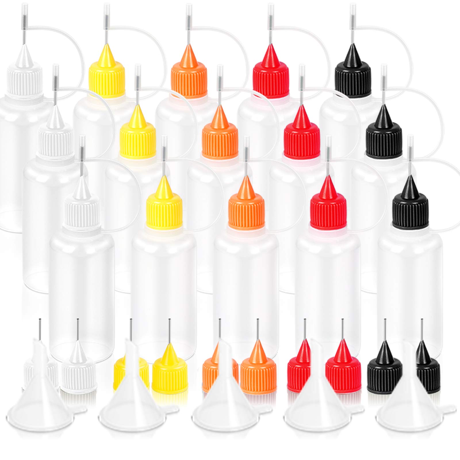 YGDZ 15pcs Precision Tip Applicator Bottles 30ml 5 Colors Needle Fine Tip  Squeeze Glue Applicator Bottles 10pcs Needle Tips 5pcs Mini Funnel for  Quilling Craft Paint Ink