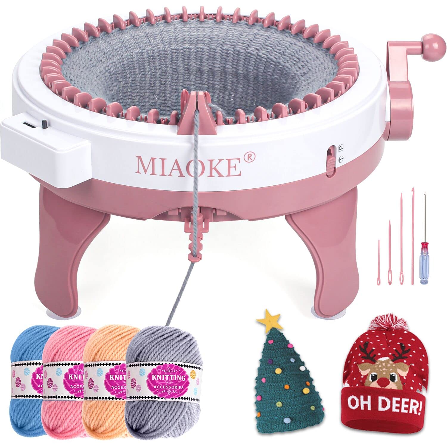 Knitting Machine 48 Needles King Size Smart Weaving Loom Knitting Round Loom  Smart Knitting Board Rotating Double Knit Loom Machine DIY Knitting Loom  Machines Weaving Loom Kit for Adults Or Kids Pink