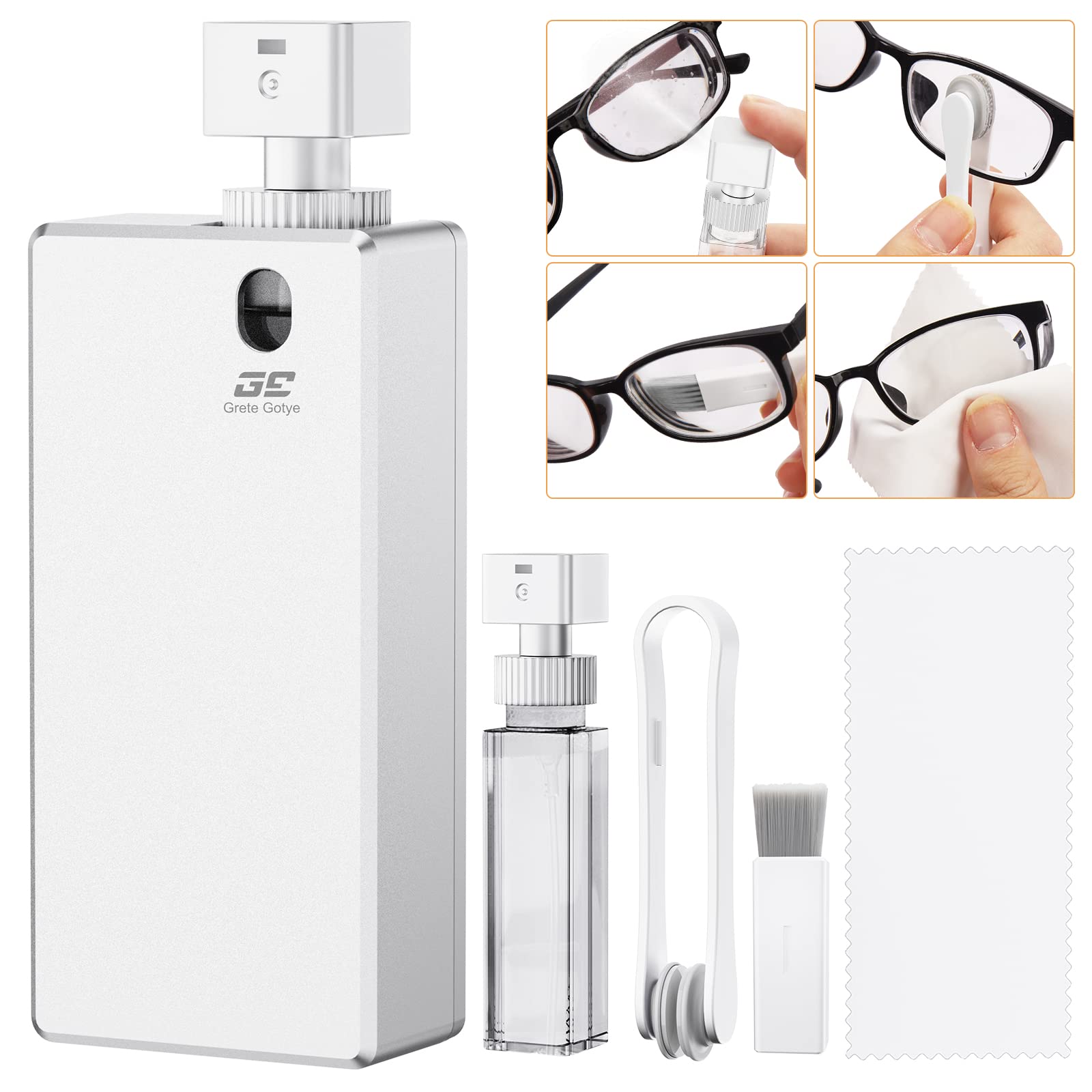  Eyeglass Cleaner Kit, DauMeiQH Eye Glasses Lens Cleaner Repair  Tool with Eyeglasses Cleaning Wipe Microfiber Cloth, Anti Fog Spray for  Sunglasses Glasse Cleaning Clip, Soft Brush, Cleaning Pad - White 