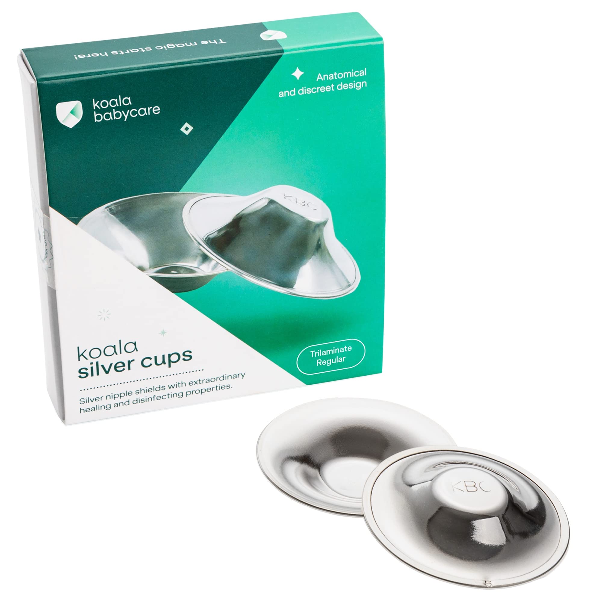 Koala Babycare The Original Silver Nursing Cups - Made in Italy - Protect  and Soothe - Tri-Laminate Silver - Standard Size Regular Trilaminate Silver