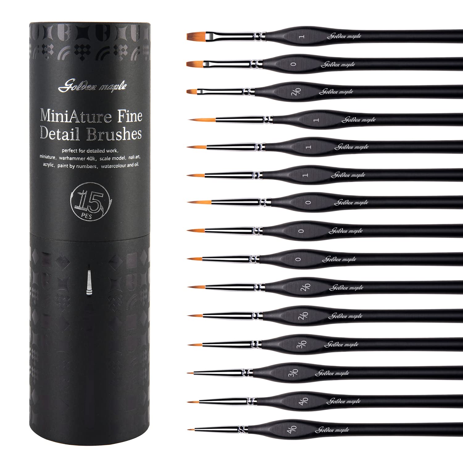 Pennelli Miniature Majestic Mini - Set Per Acrilico E Olio, Punta Angolata, Manico Corto, Marca Royal & Langnickel