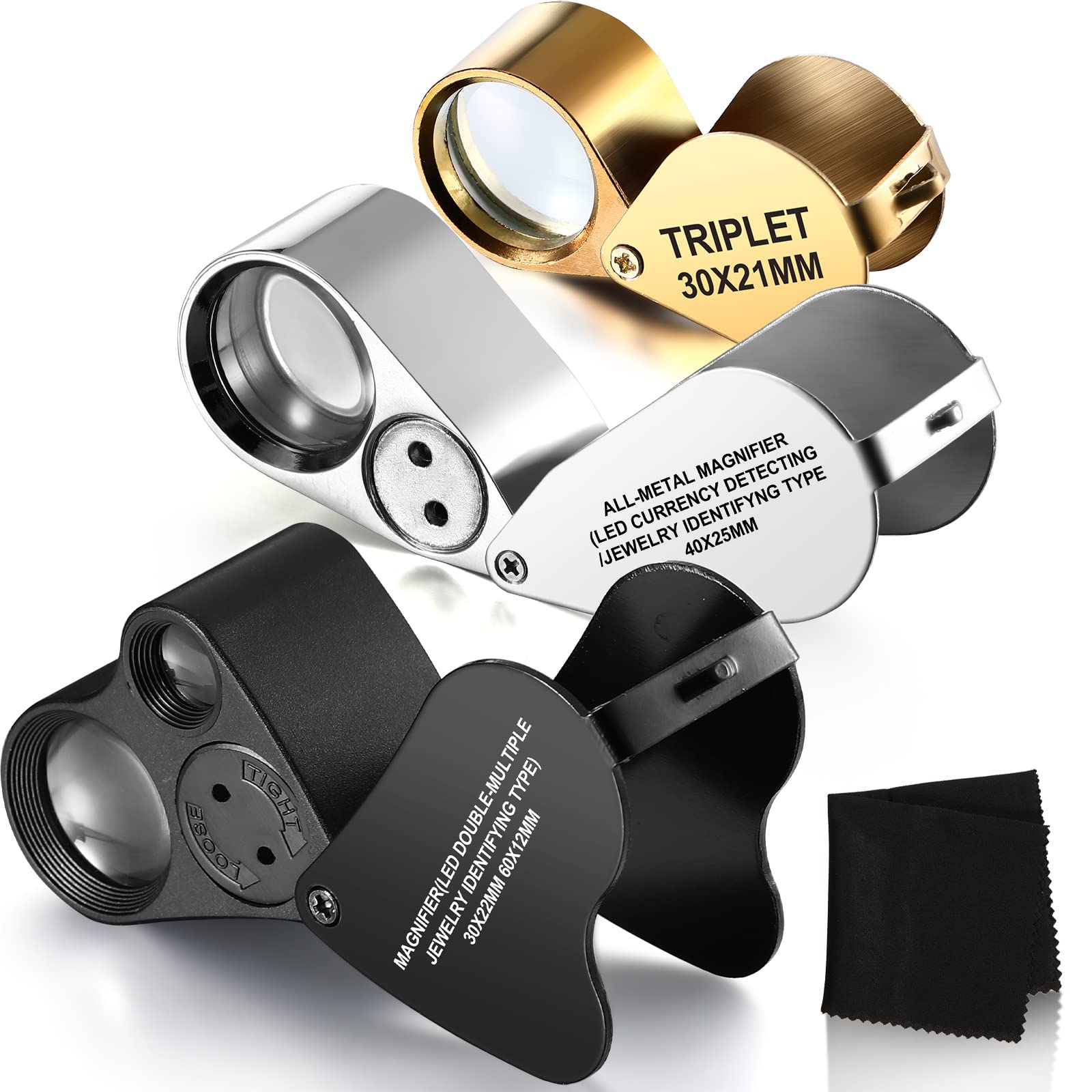 jovati Jewelry Loop Magnifier with Light 40X - Jewelry Eye Glass Magnifier  Led Light Jewelers -Loop Pocket