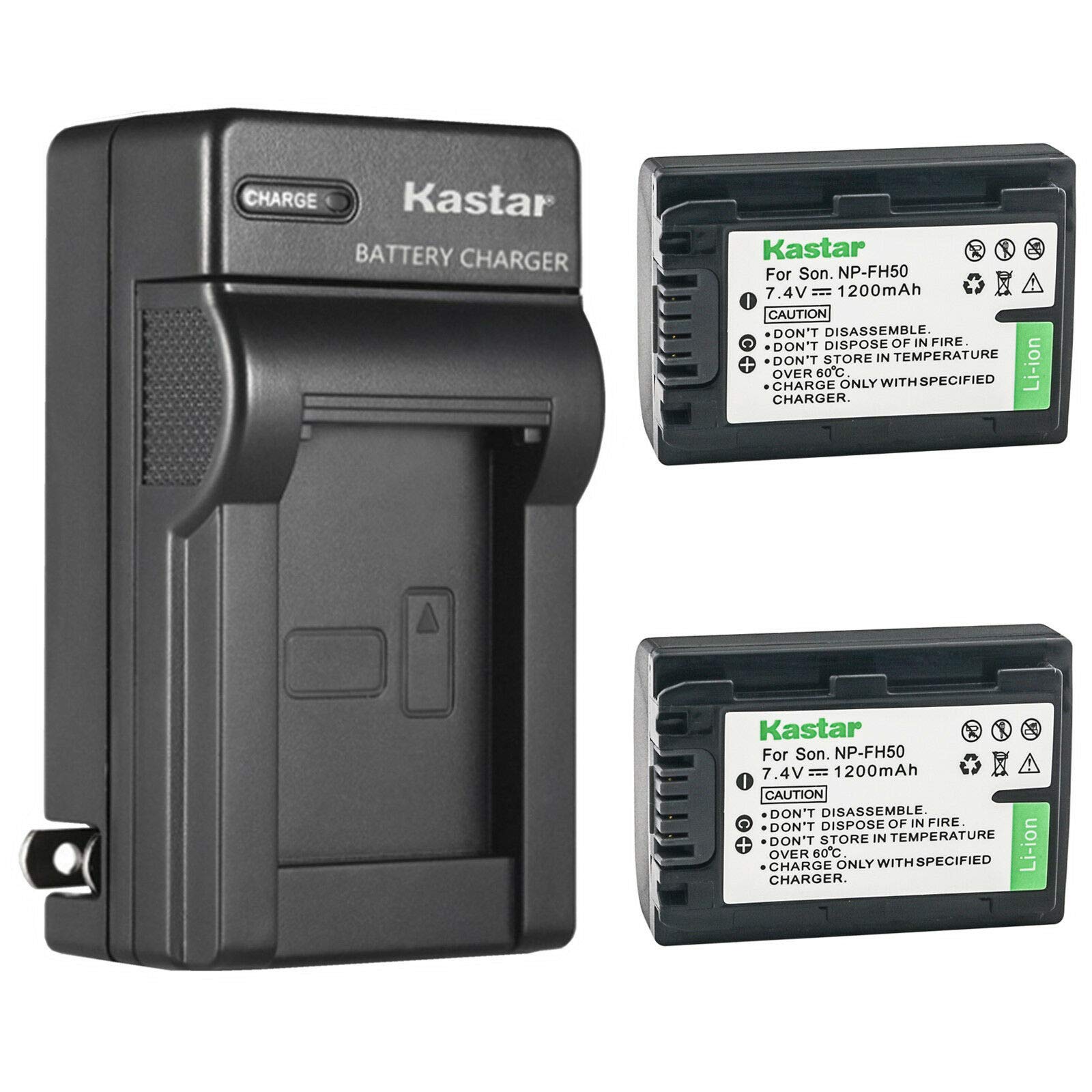 Kastar 2-Pack Battery and AC Wall Charger Replacement for Sony DCR