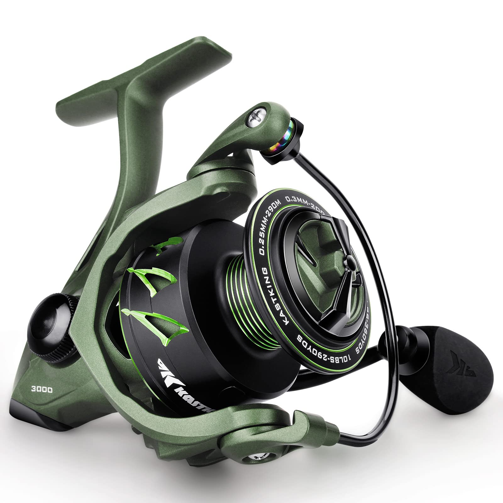 KastKing Spartacus II Fishing Reel - New Spinning Reel Sealed Carbon Fiber  22LBs Max Drag - 7+1 Stainless BB for Saltwater or Freshwater Gladiator  Inspired Design Great Features A:Stryker Green-Size:4000