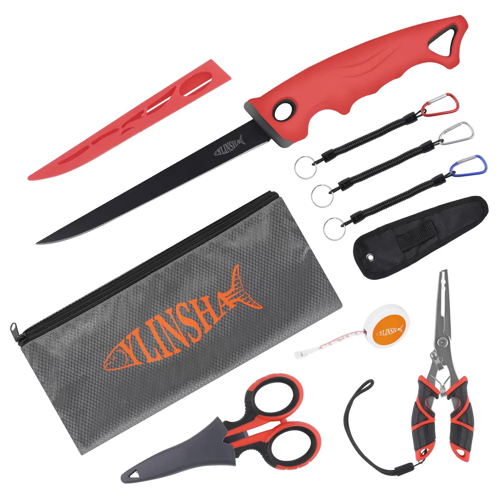 YLINSHA Fishing Tool Kit Fillet Knife Fishing 8pack Including Fishing Knife  Fishing Scissors Fishing Pliers Saltwater