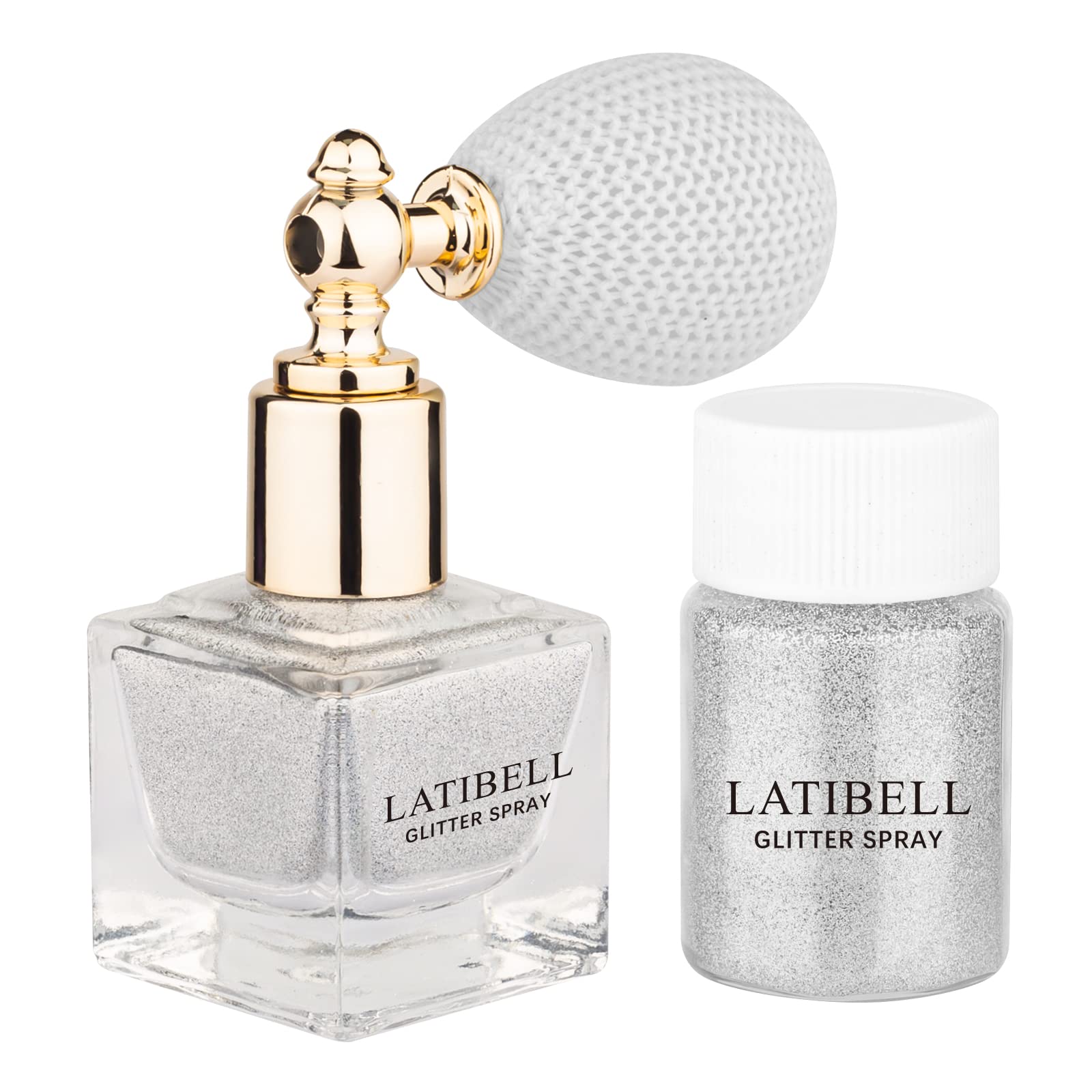 LATIBELL Body Glitter Spray, Silver Glitter Spray for Hair and