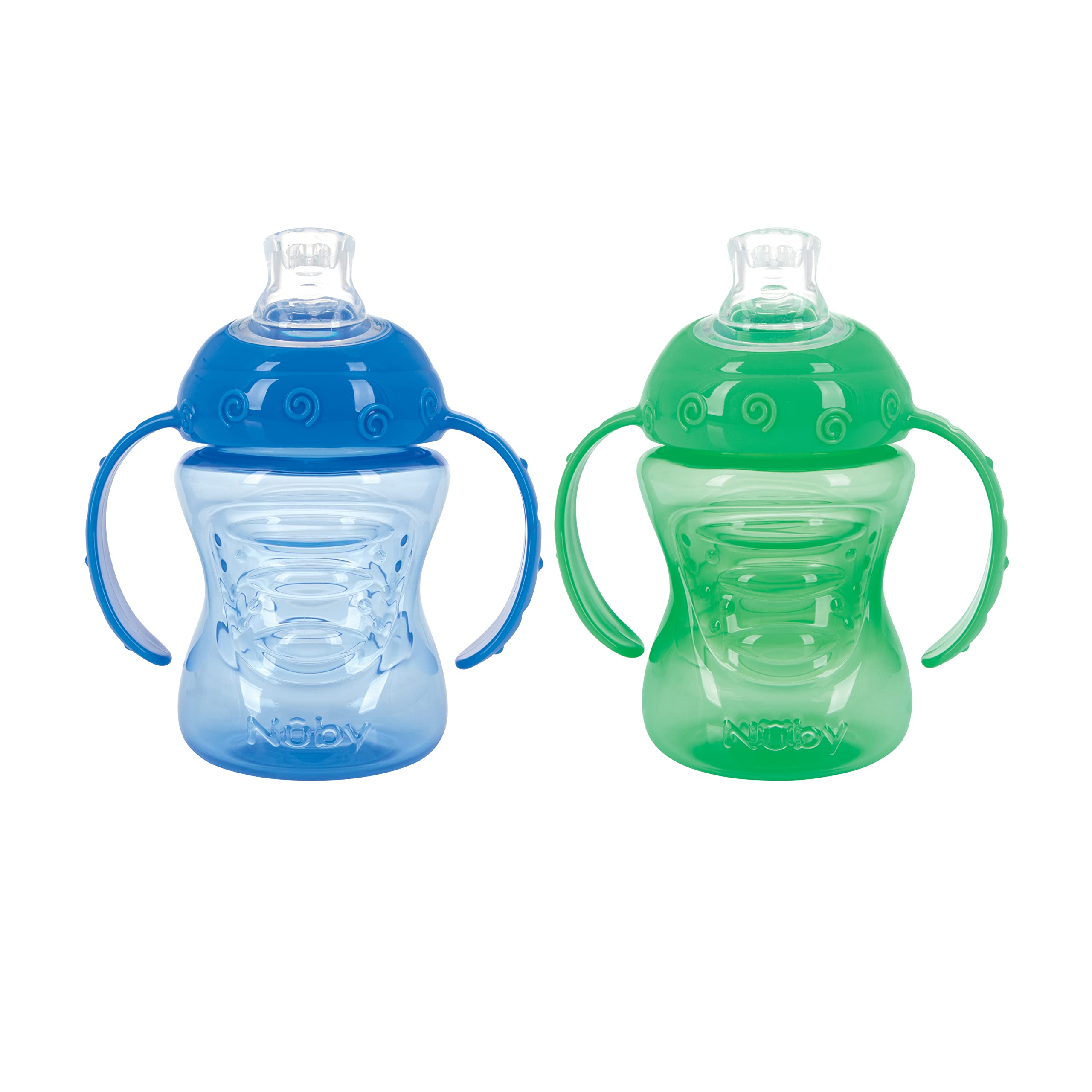 Nuby Two-Handle Flip N' Sip Straw Cup, 8 Ounce, Colors May Vary