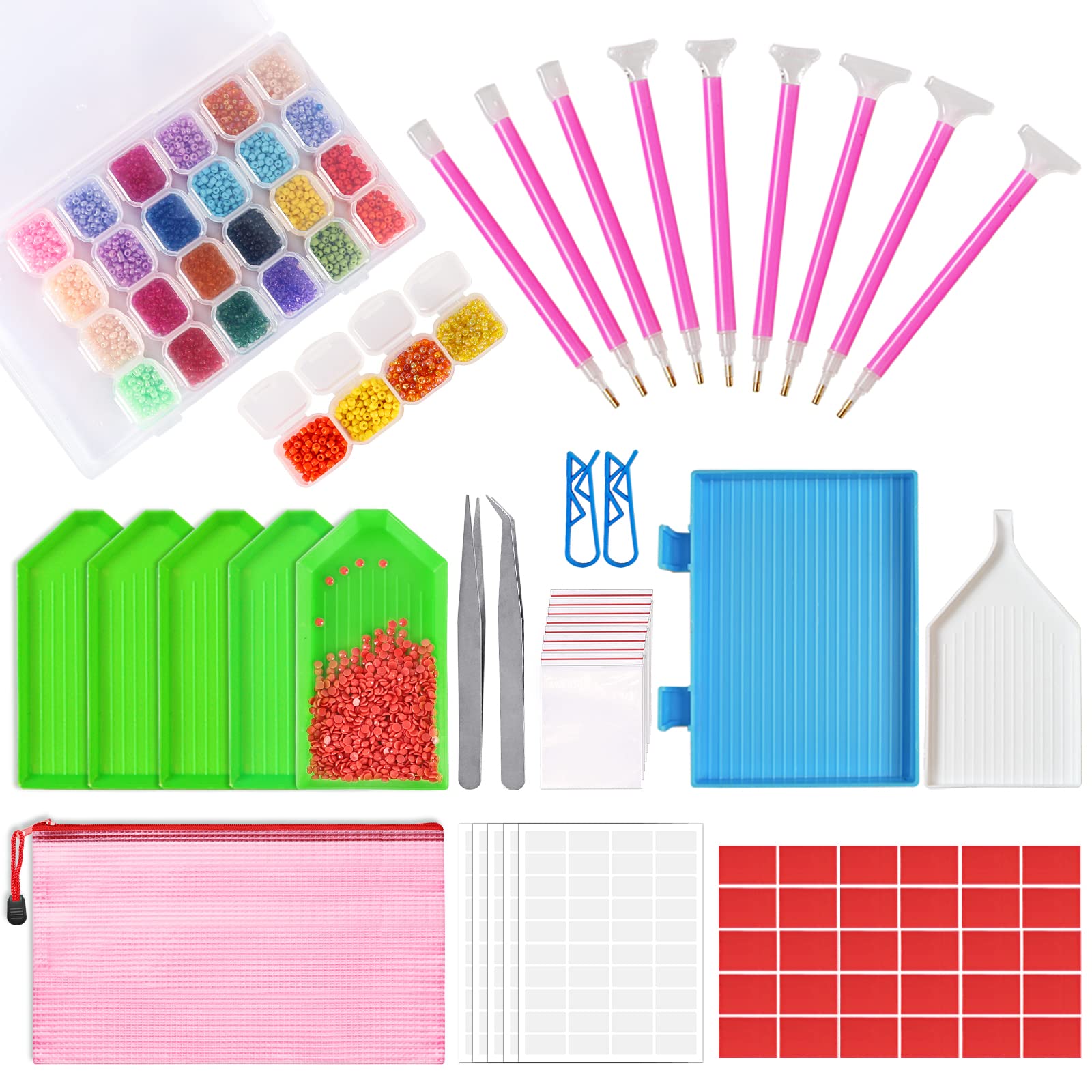 OUTUXED 117pcs 5D DIY Diamond Painting Tools and Accessories Kits with  Diamond Embroidery Box and Multiple Sizes Painting Pens for Adults to Make  Art Craft