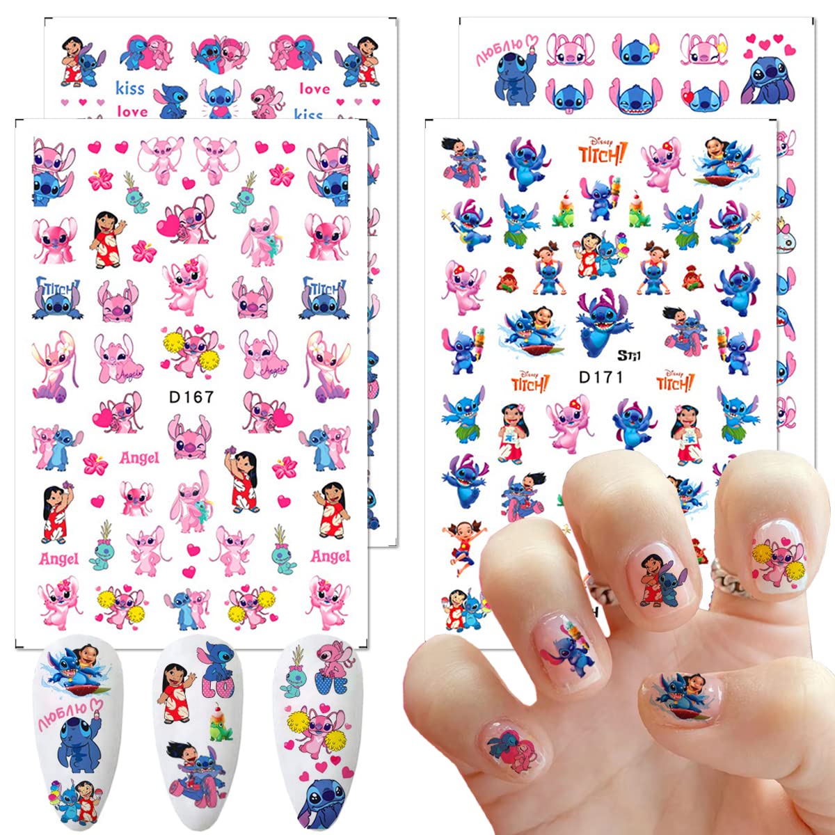 6 Sheets Cute Nail Art Stickers Decals 3D Self Adhesive Kawaii Designer  Nail Stickers for Nail Art Supplies Cartoon Nail Stickers Women Girls DIY  Cute