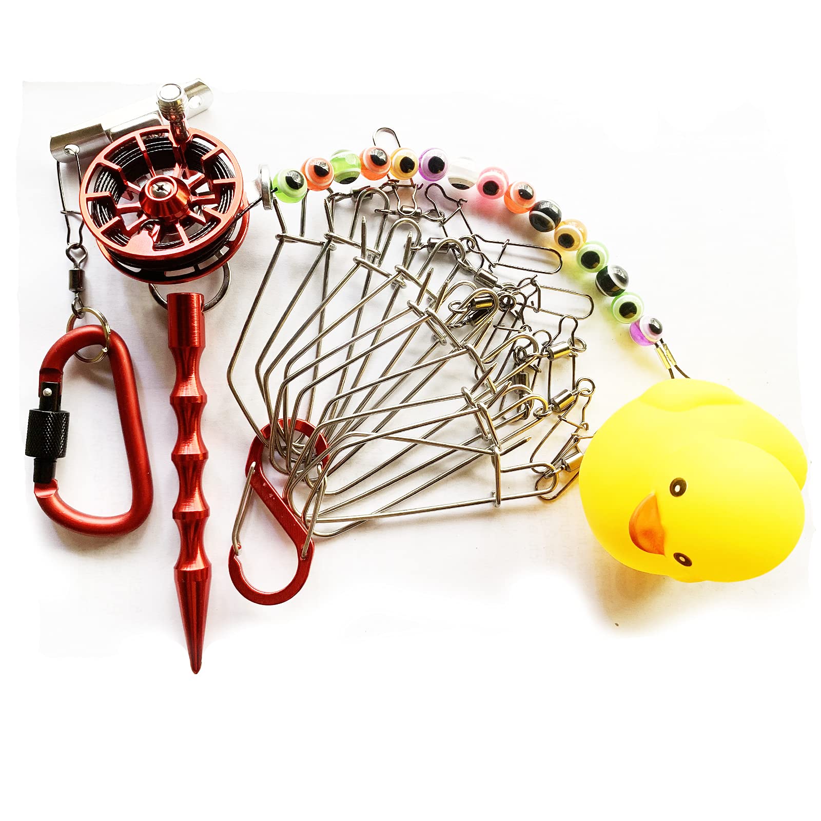 SRRPS PIGEON Fish Stringer with Reel Steel Wire Float Fishing Stringer with  10 Stainless Steel Snaps