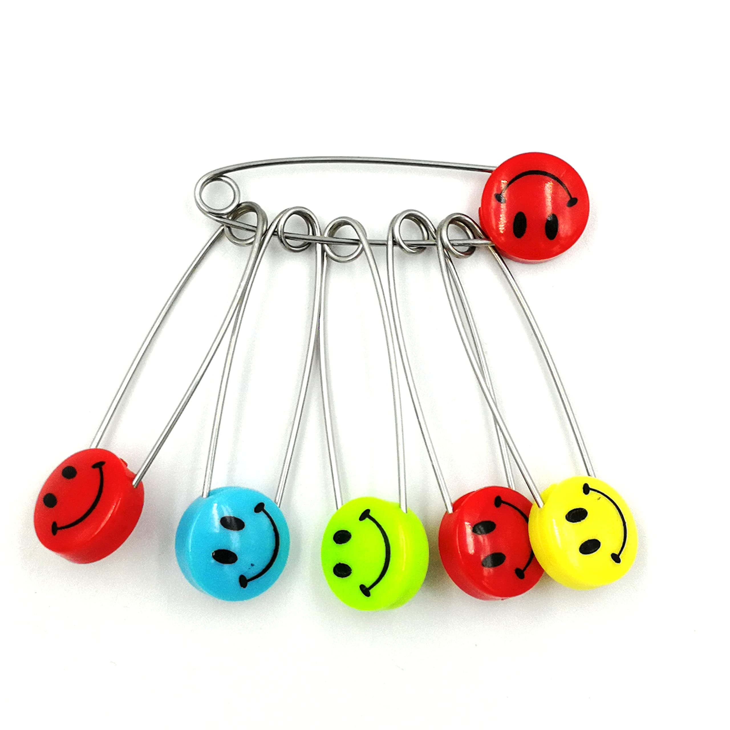 Diaper Pins, 50 Baby Safety Pins Cute Smile Face Stainless Steel Diaper  Pins for Cloth Dress Bag Socks Gloves Decorative Holder with Safe Locking  Closures Cute Brooch for Crafts