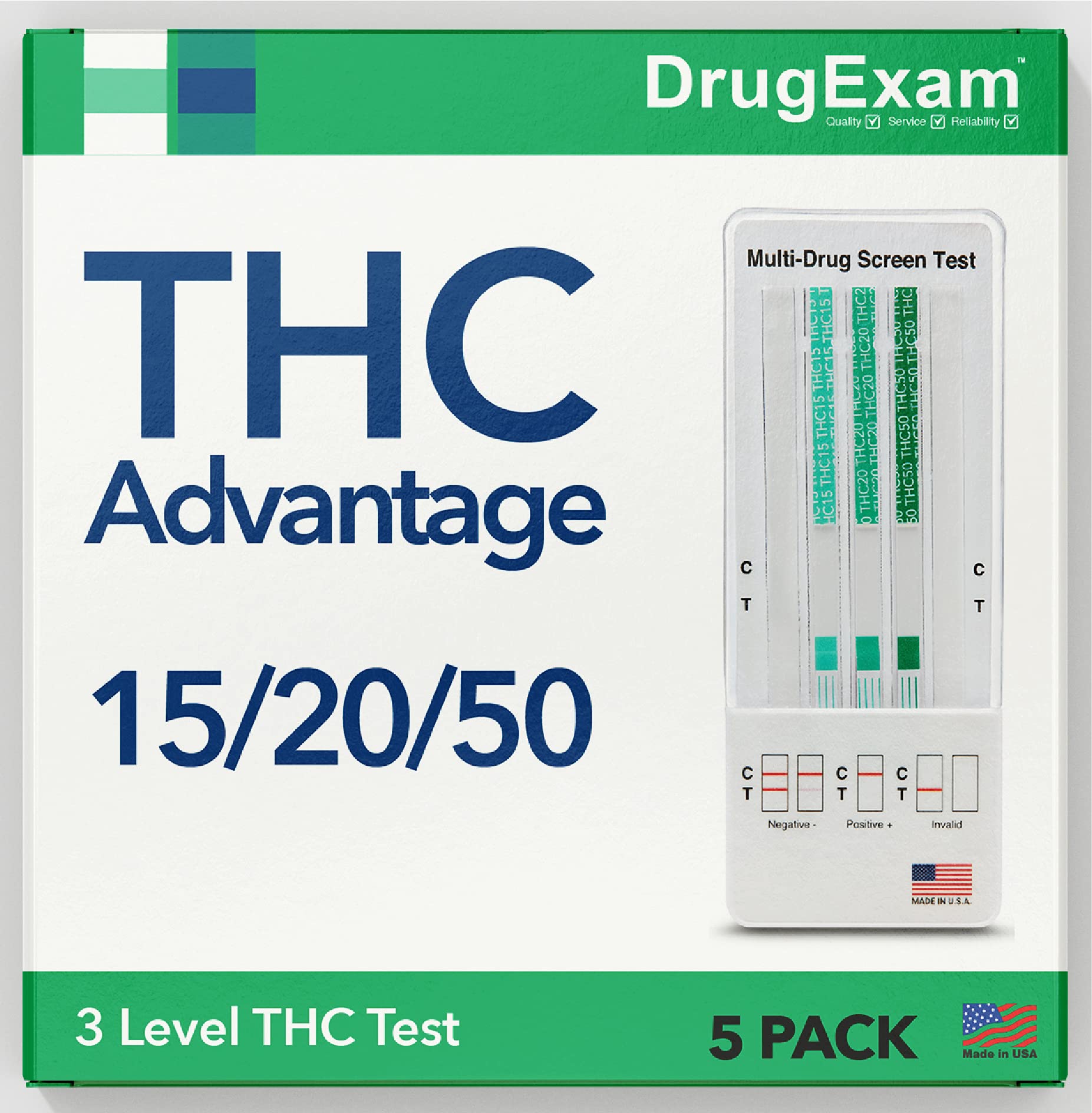 5 Pack - DrugExam THC Advantage Made in USA Multi Level Marijuana Home  Urine Test Kit.Highly