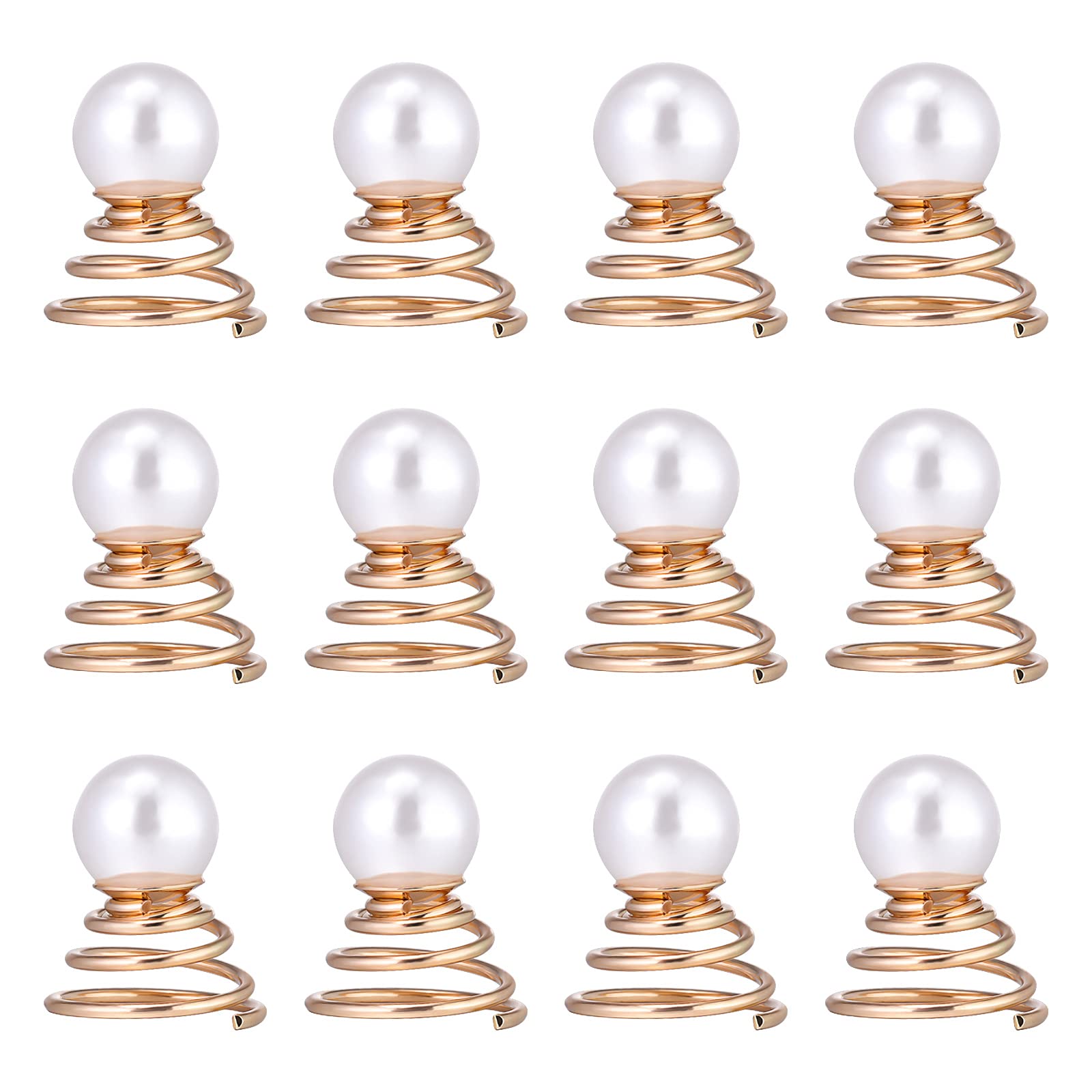 Luxshiny Pearls for Hair 12pcs Pearl Spiral Hair Pins Gold Twists